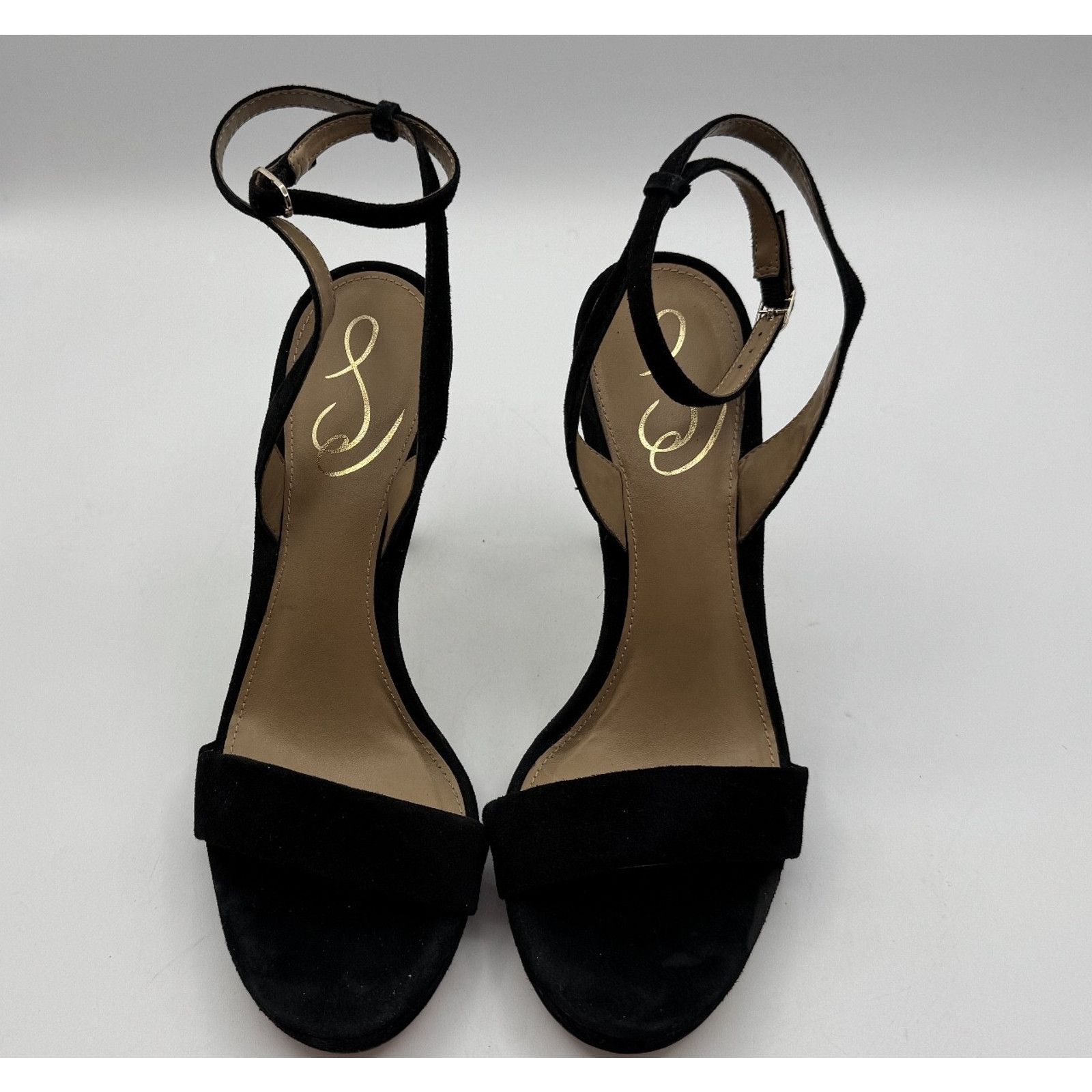 Sam Edelman Sam Edelman Bianka Sling Black Suede Heels w/ Ankle Straps Size US 8.5 / IT 38.5 - 3 Thumbnail