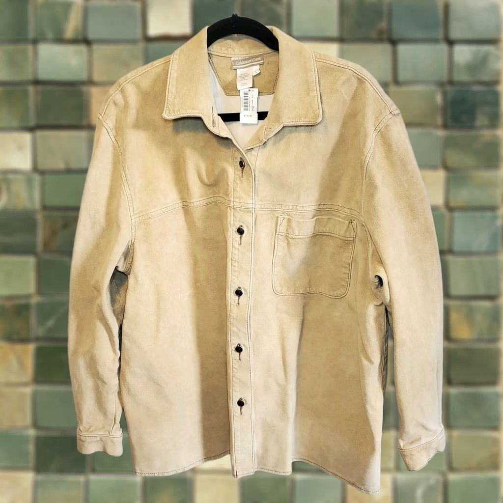 Coldwater Creek VINTAGE Coldwater Creek Jacket Womens L Beige Vtg Suede Shacket Heavy Button Front Size L / US 10 / IT 46 - 1 Thumbnail
