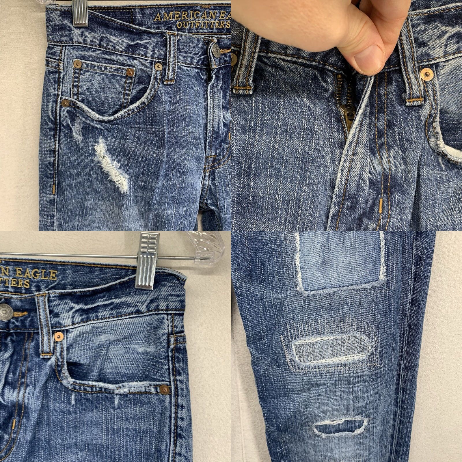 American Eagle Outfitters VINTAGE American Eagle Slim Straight Jeans Adults 28x32 Cotton Medium Wash Blue Mens Size US 28 / EU 44 - 8 Thumbnail
