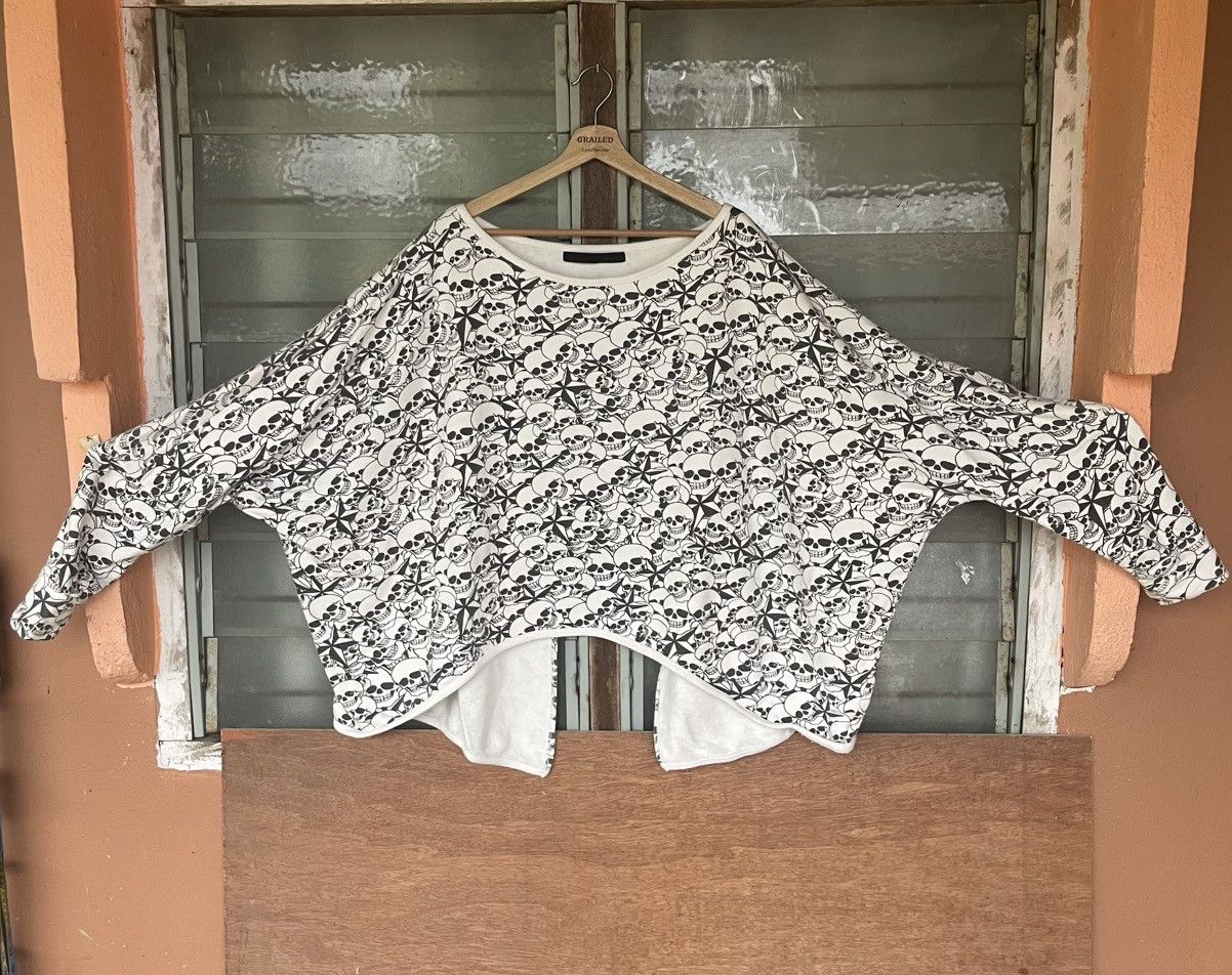Japanese Brand Vintage Glad News Skull Print Oversized Drop Tail Hem Size ONE SIZE - 2 Thumbnail