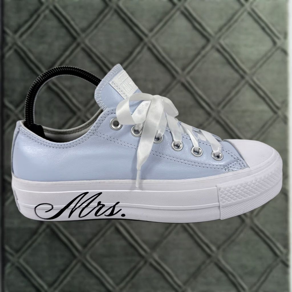 Converse Converse Platform Wedding Sneakers Women Blue/White Leather Low Top - 8, White, Leather, Sneakers, Platform, Wedding, Converse, Women, US8, EU39 Size M / US 6-8 / IT 42-44 - 1 Thumbnail