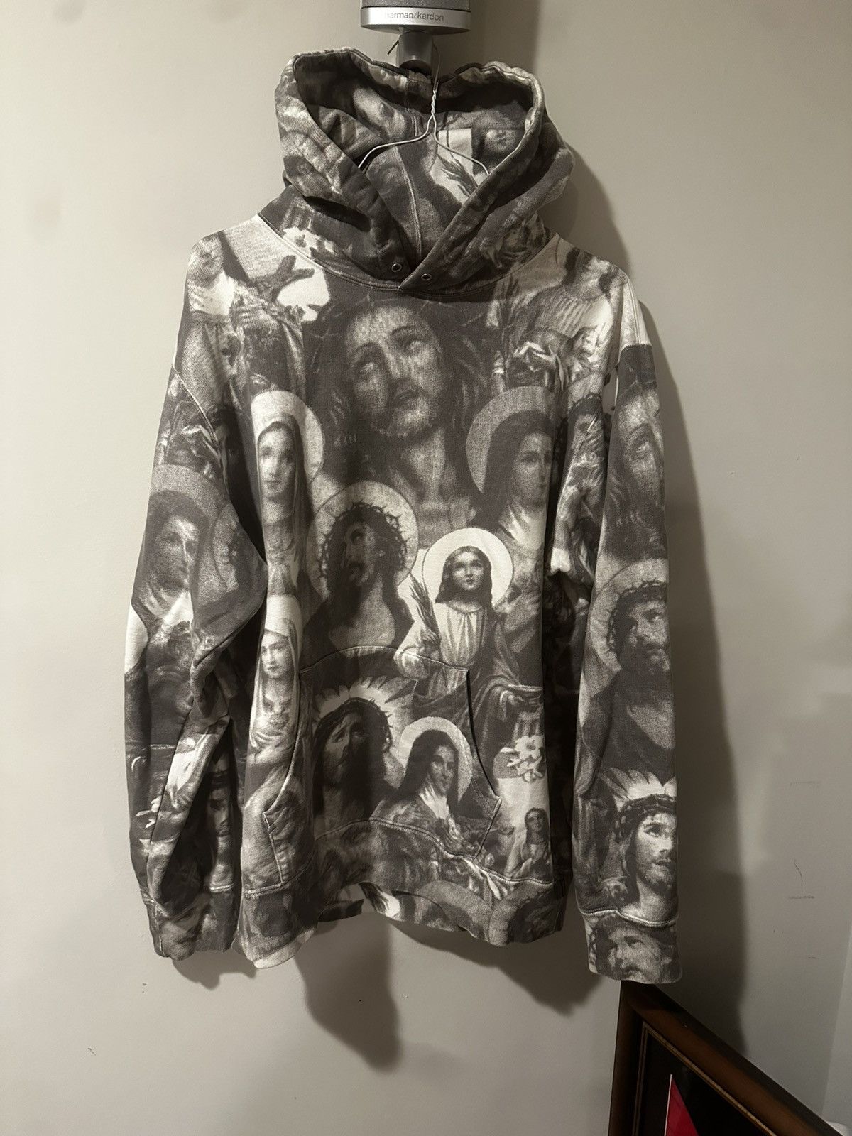 Pre-owned Nike X Supreme 18aw Jesus And Mary Supreme Hoodie In Gray