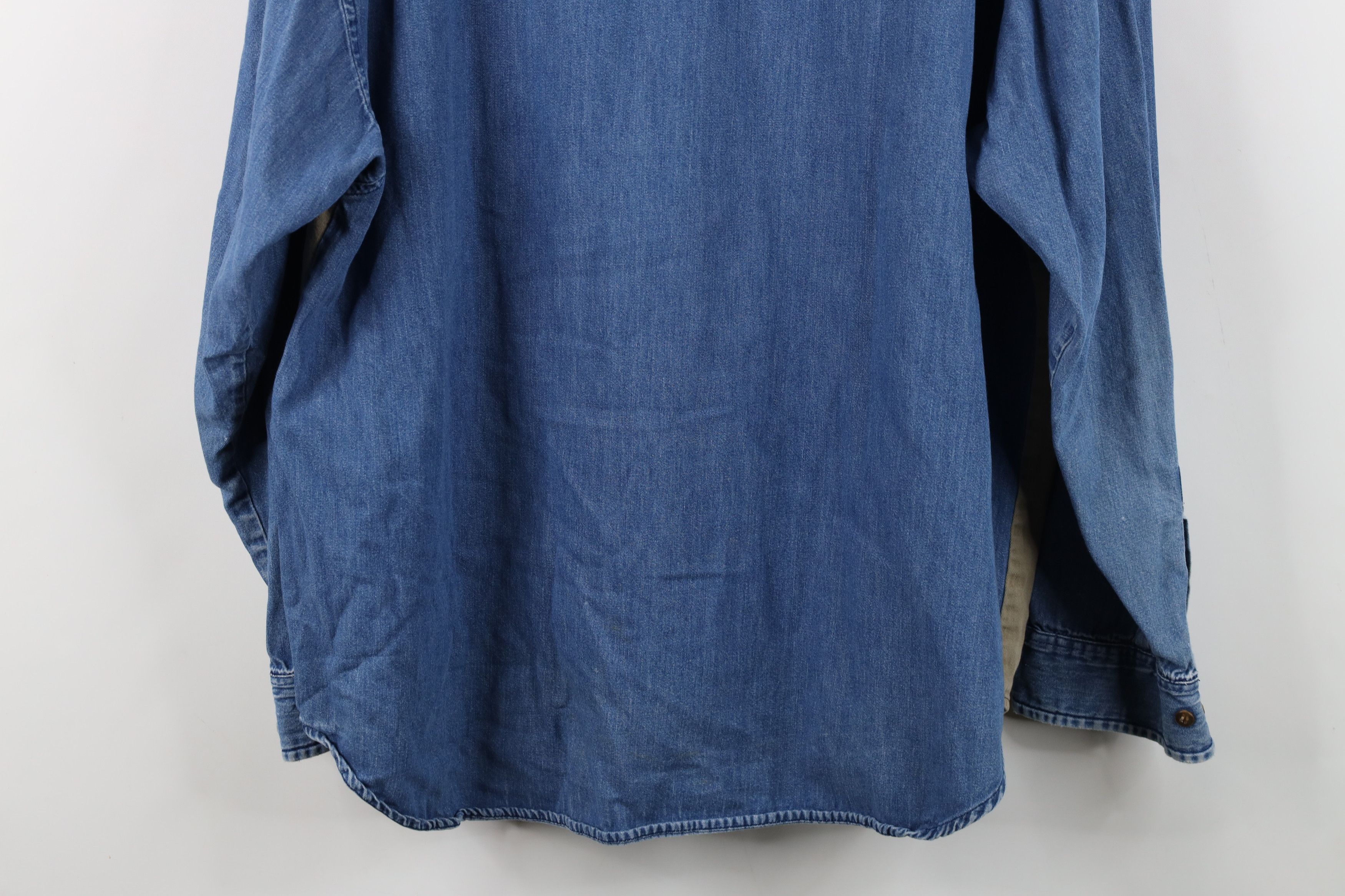 Vintage Vintage 90s Streetwear Block Denim Jean Button Down Shirt Size US XL / EU 56 / 4 - 14 Thumbnail