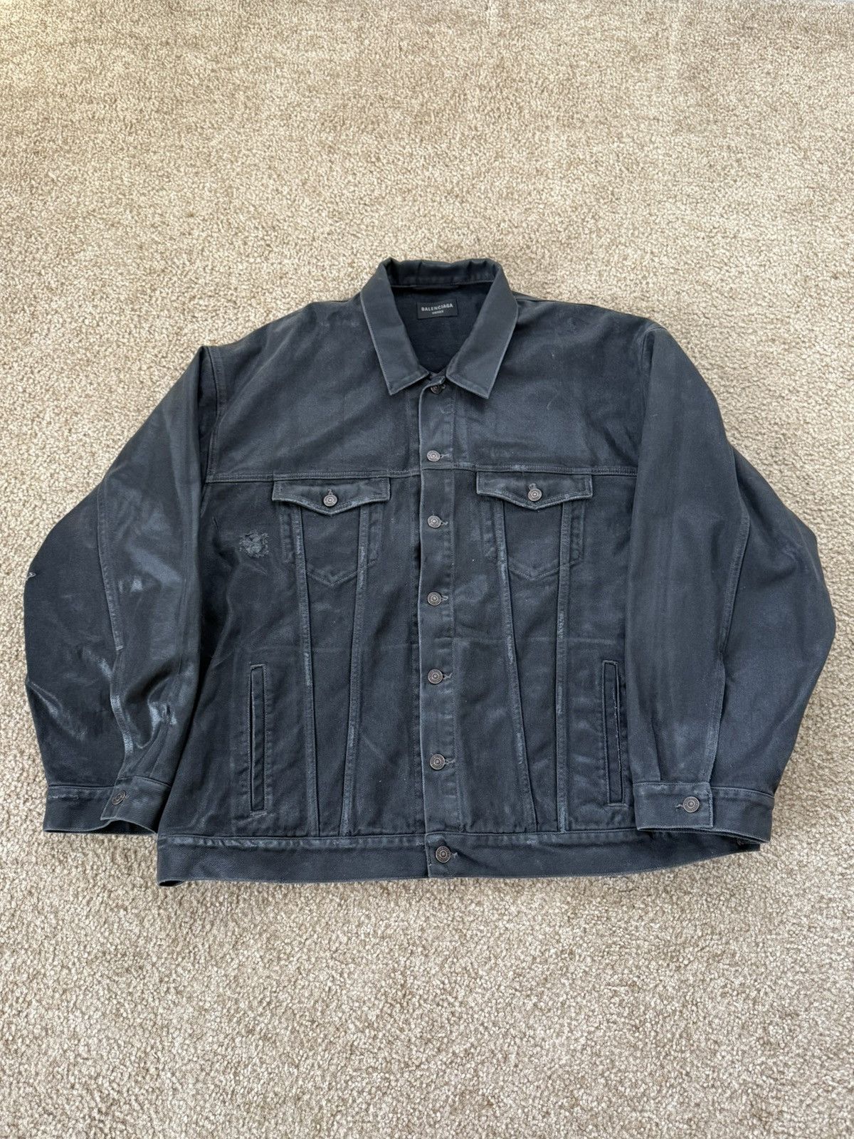 Balenciaga Balenciaga Waxed Denim Jacket Size US XL / EU 56 / 4 - 1 Thumbnail