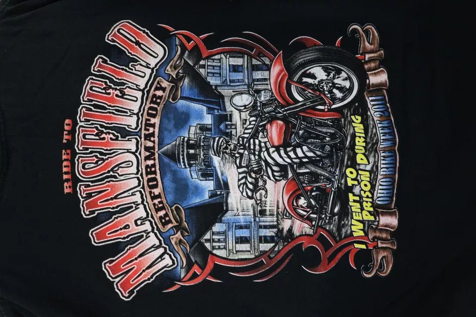 Vintage Vintage Y2K Mansfield Bike Week Skeleton Motorcycle T-Shirt Size US XL / EU 56 / 4 - 8 Thumbnail