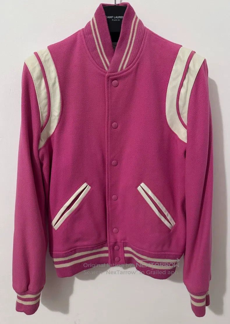 Saint Laurent Paris Saint Laurent Paris Leather patched pink and white basebal Size US S / EU 44-46 / 1 - 1 Thumbnail