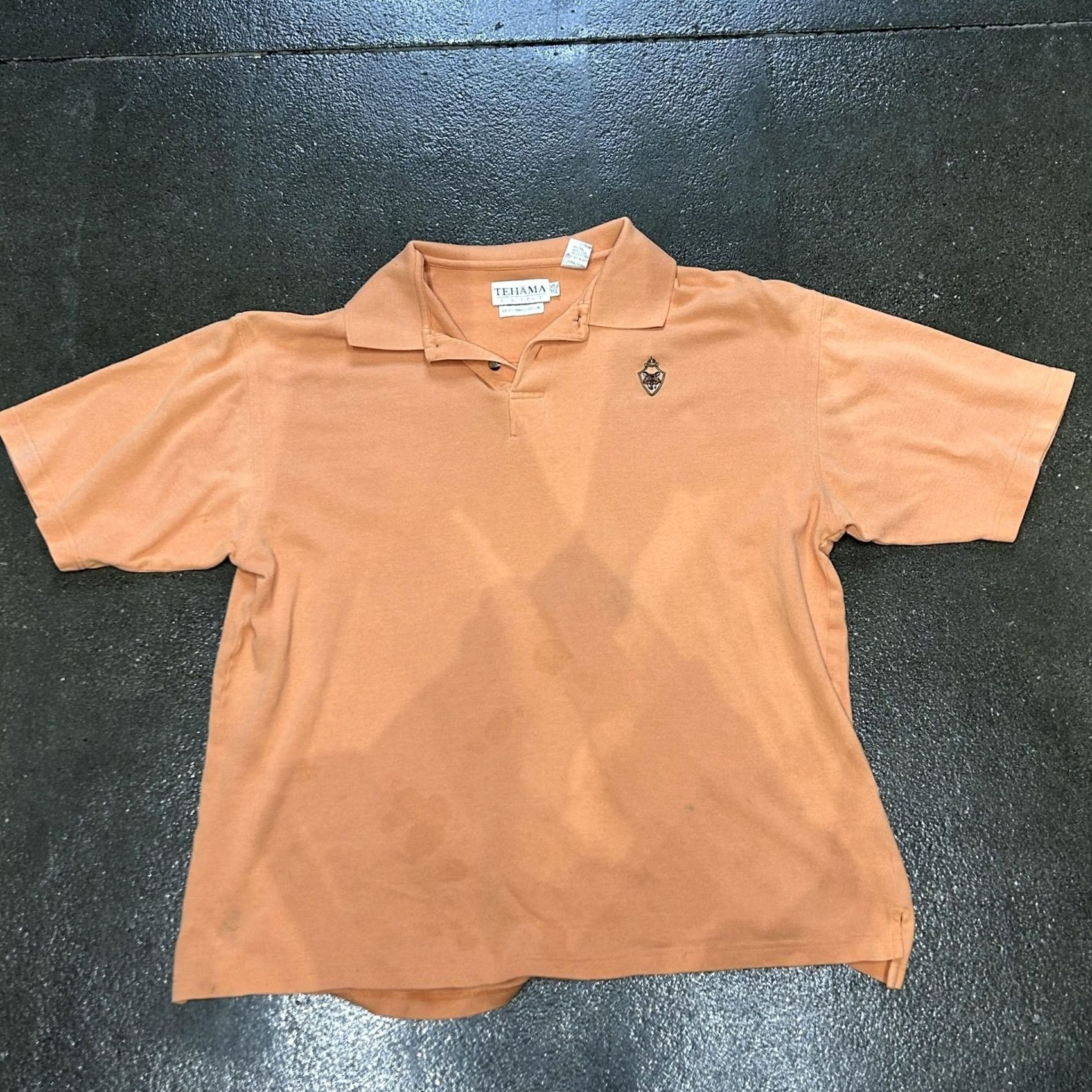 Vintage Tehama Clint Polo Shirt Mens XL Orange 100% Cotton Golf Embroidered Crest Logo Pique Shirt Size US XL / EU 56 / 4 - 2 Thumbnail