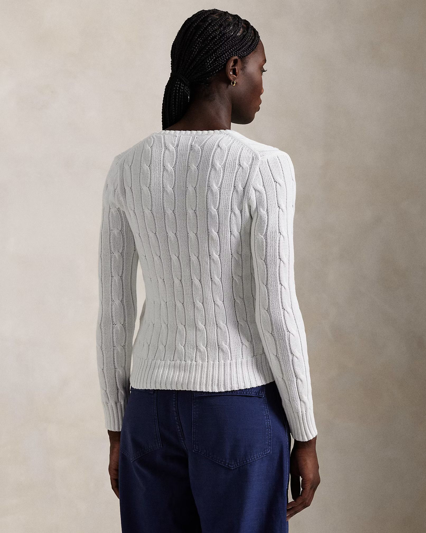 Polo Ralph Lauren RALPH LAUREN Sweater Cable Knit White Cotton V Neck S Size S / US 4 / IT 40 - 6 Thumbnail