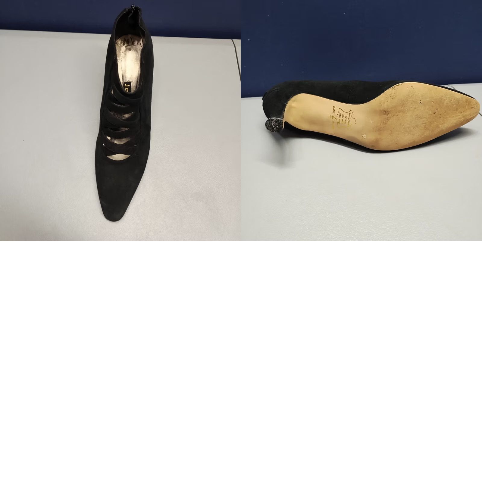 Vintage Jasmine Pump Heel Womens Size 7 Black Leather Pointed Toe Back Zipper Pump Size US 7 / IT 37 - 9 Thumbnail