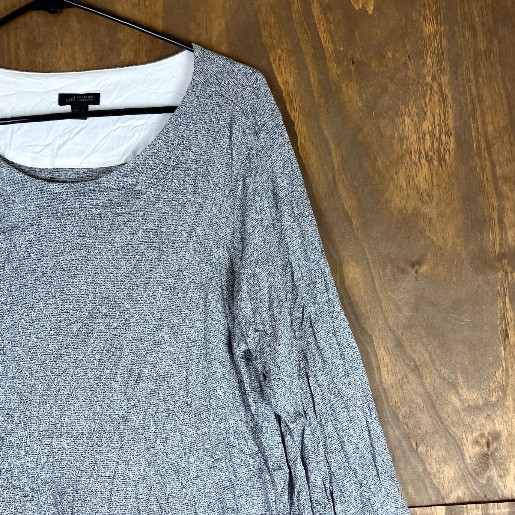 J. Jill J Jill Womens Blouse Gray White Wearever Collection Layer Long Sleeve Stretch 1X Size XL / US 12-14 / IT 48-50 - 5 Thumbnail