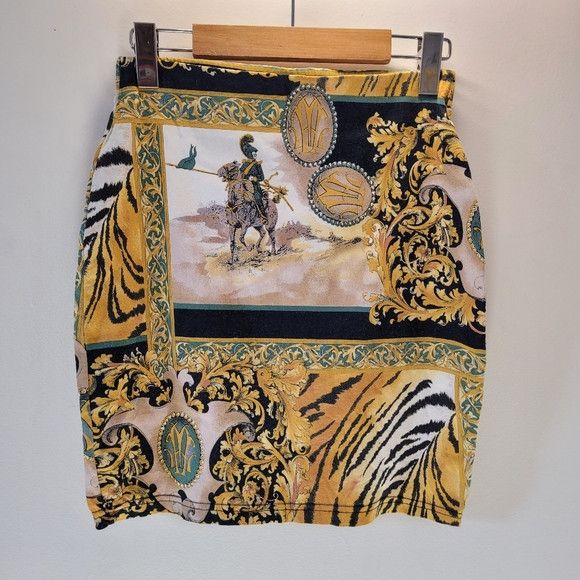 Other Unique Vintage barocco mini skirt with tiger print - Eu 40 Size 28" / US 6 / IT 42 - 1 Thumbnail