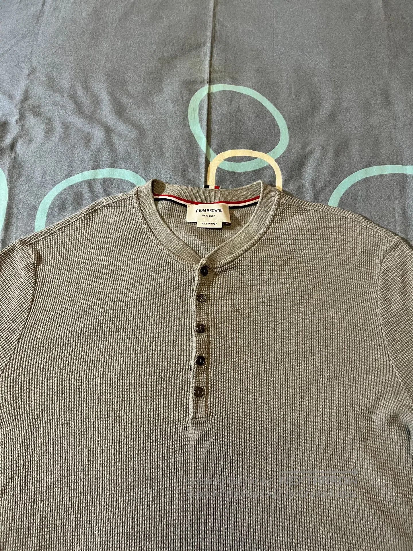 Thom Browne Thom Browne 4-Bar Waffle Henley Sweatshirt. Size US L / EU 52-54 / 3 - 2 Thumbnail