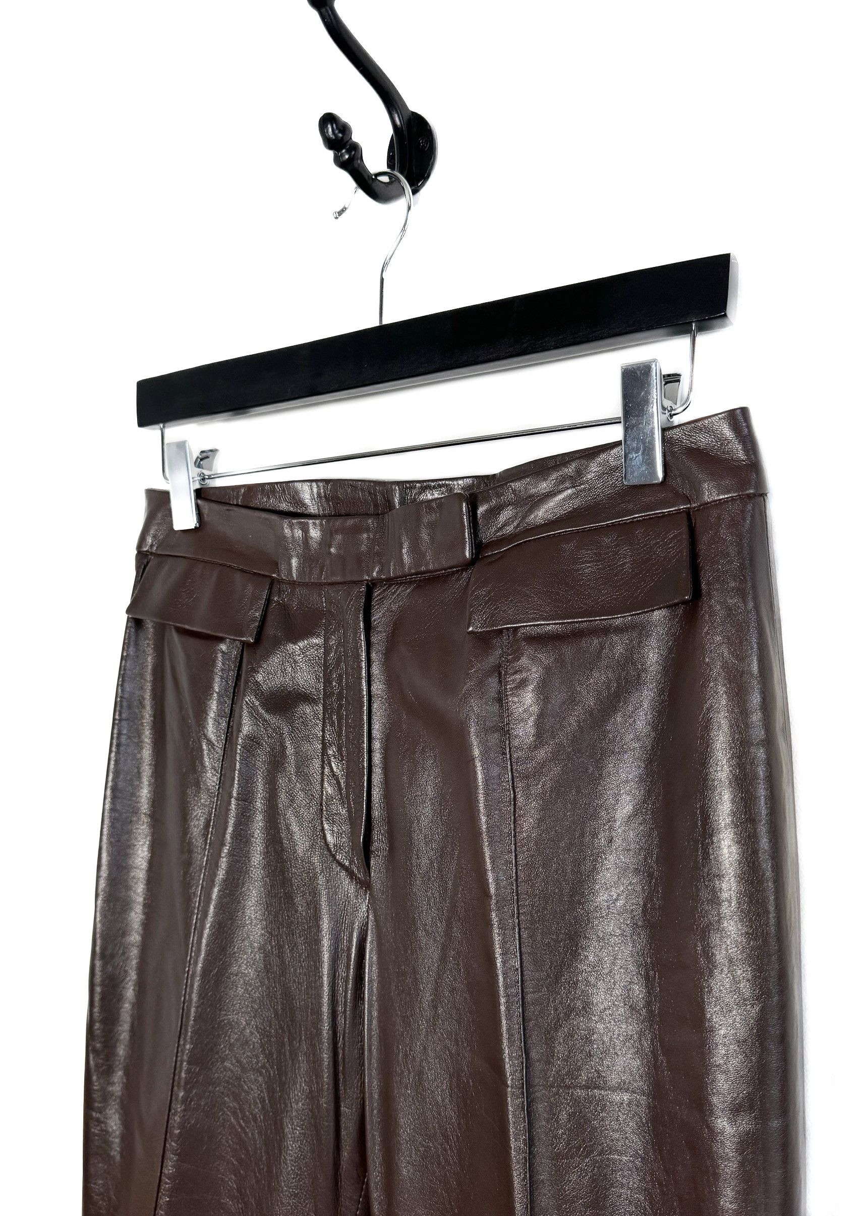 John Galliano John Galliano Vintage Wide Leg Chocolate Brown Leather Pants Size 30" / US 8 / IT 44 - 6 Thumbnail