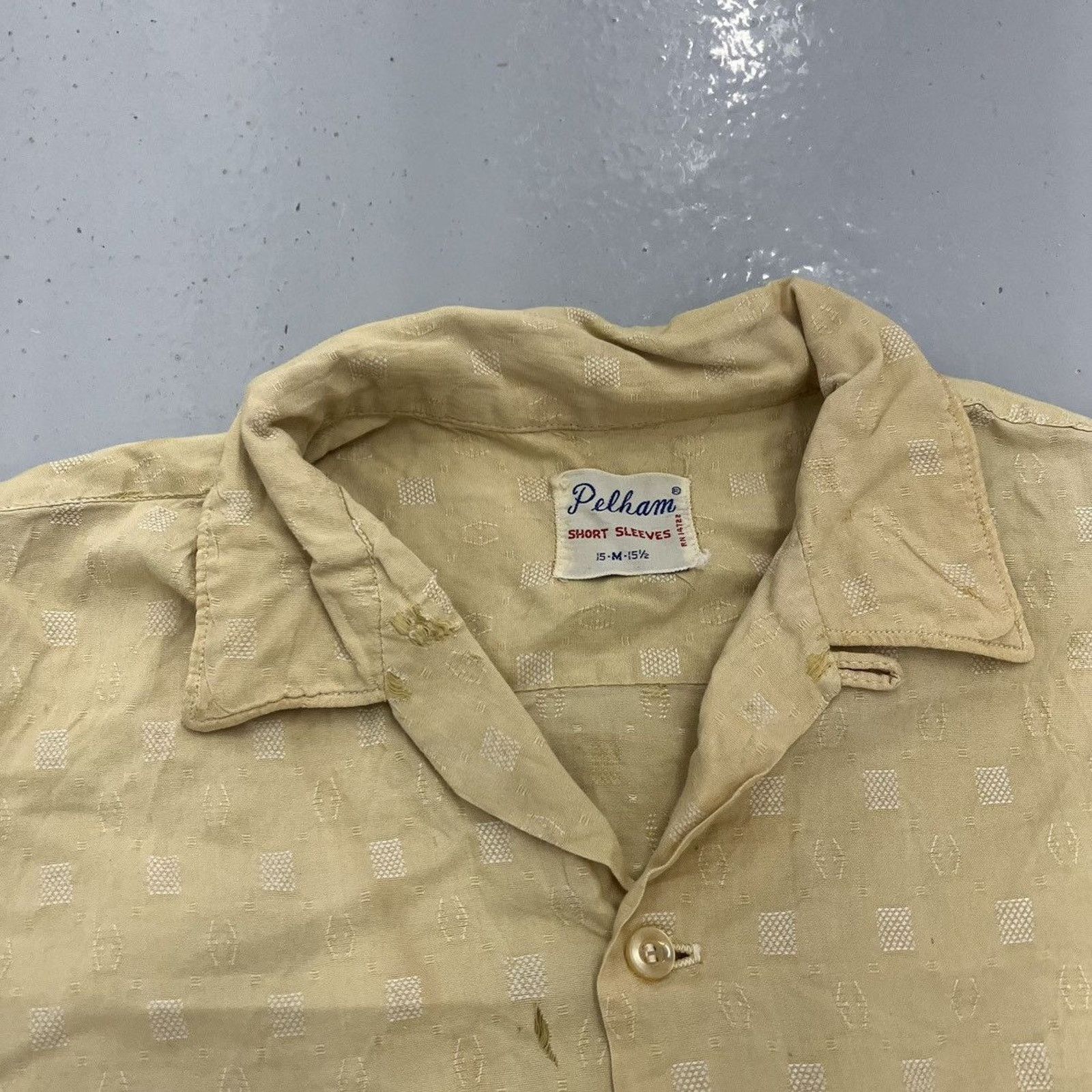 Other Vintage 50s Pelham Yellow Pattern Cotton Loop Collar Size US M / EU 48-50 / 2 - 7 Thumbnail