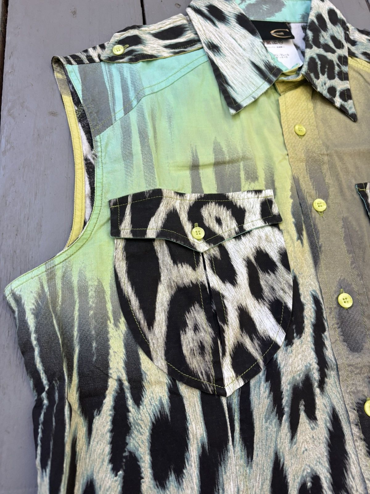 Just Cavalli Animal Fur Sleeveless Shirt Size US L / EU 52-54 / 3 - 2 Thumbnail