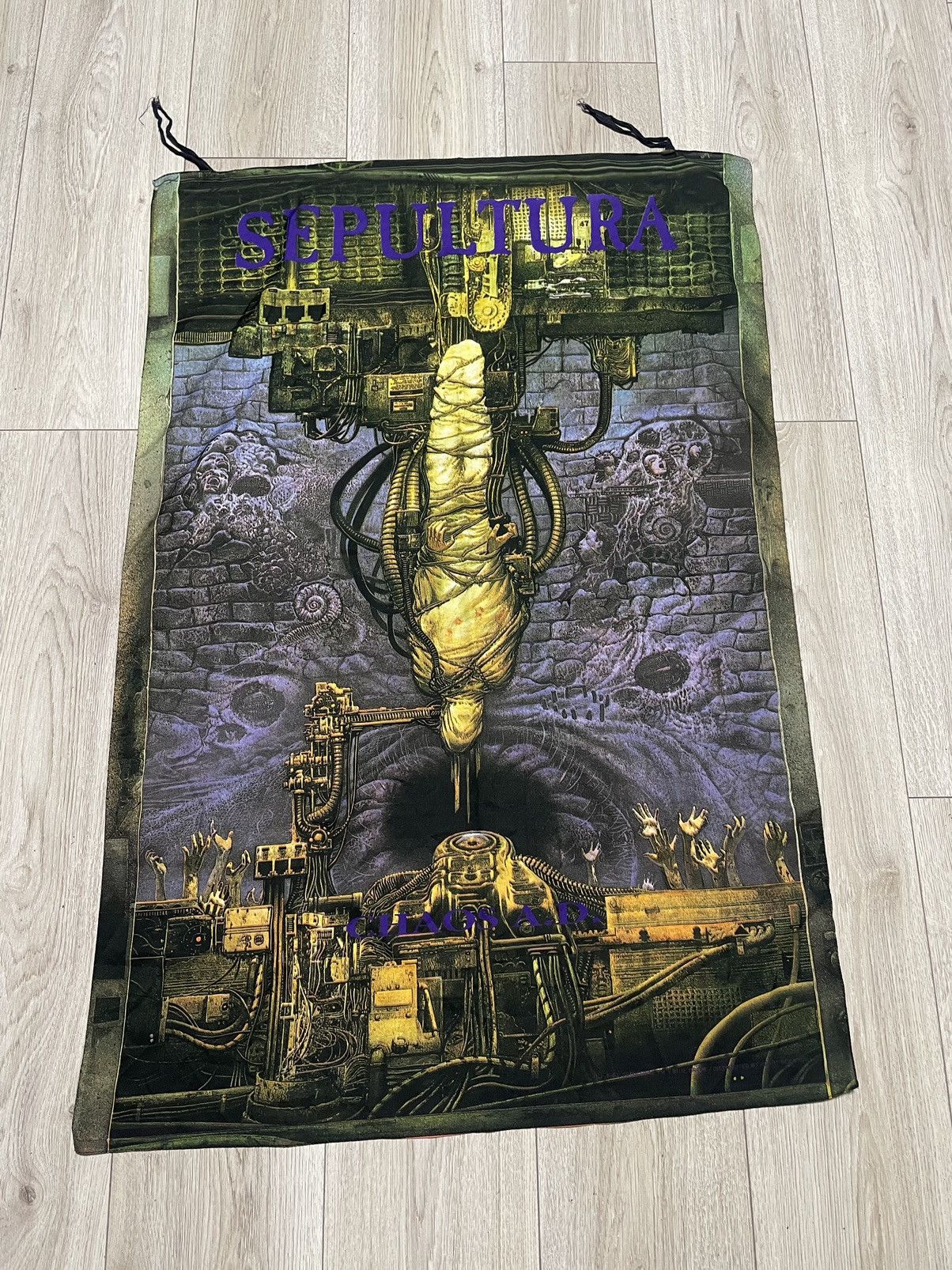 Band Tees Vintage 1993 Sepultura Chaos AD Band Poster Rare Scarf Size ONE SIZE - 2 Thumbnail
