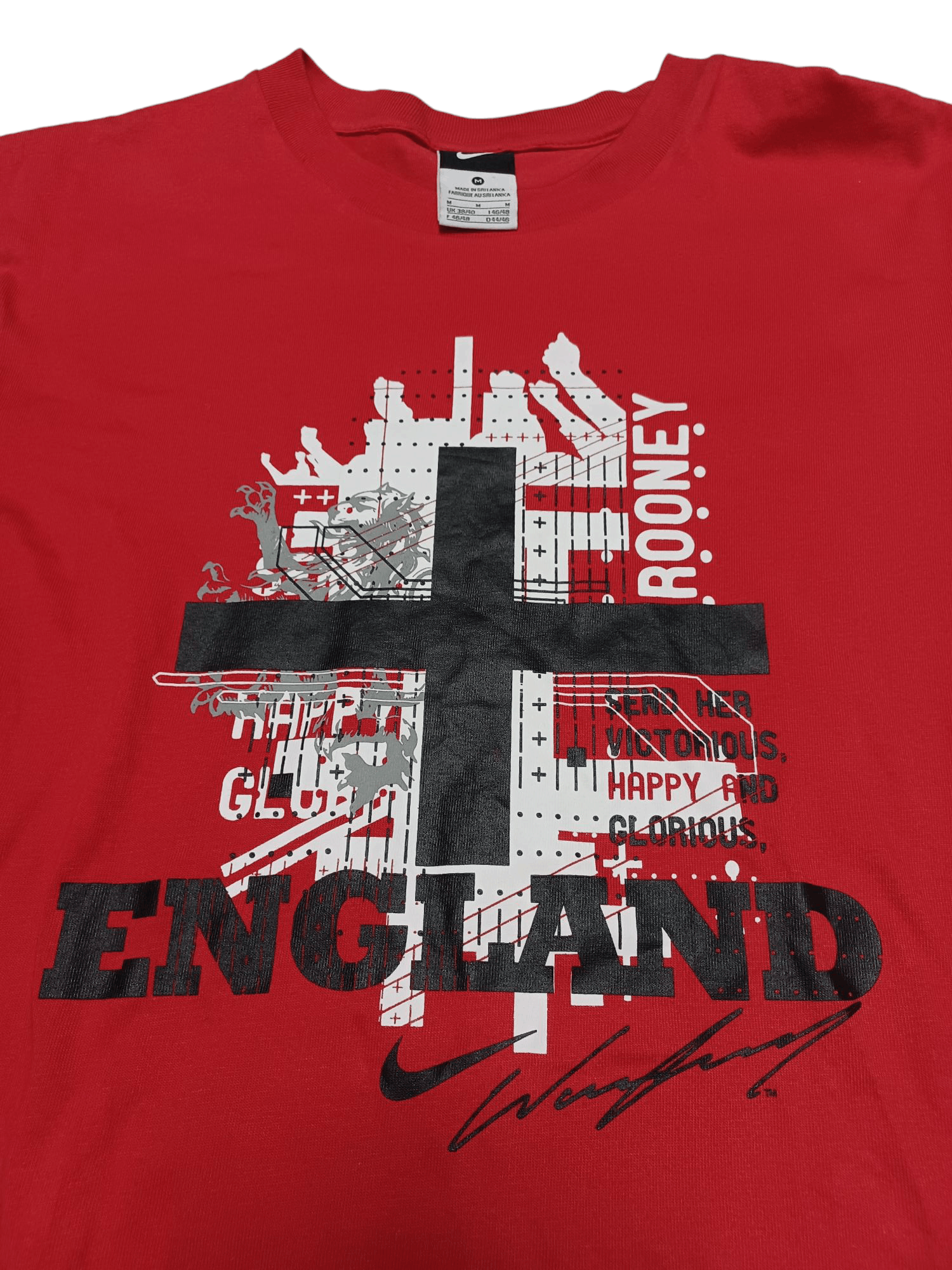 Nike #9 ROONEY NIKE ENGLAND BIGLOGO VINTAGE SOCCER TEE Size US M / EU 48-50 / 2 - 2 Thumbnail
