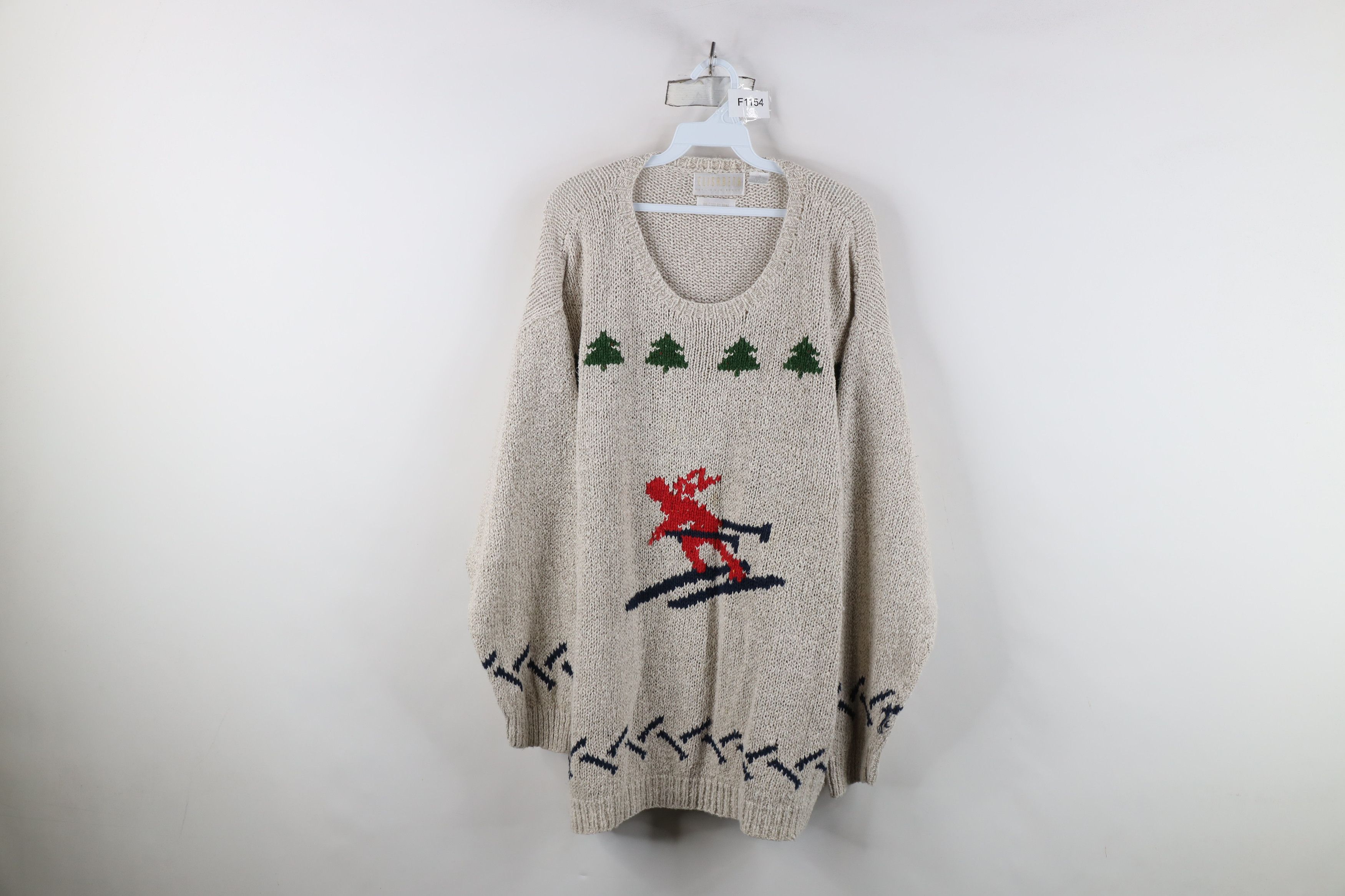 Vintage Vintage 90s Streetwear Hand Knit Christmas Ski Sweater Size XXL / US 16-18 / IT 52-54 - 1 Thumbnail