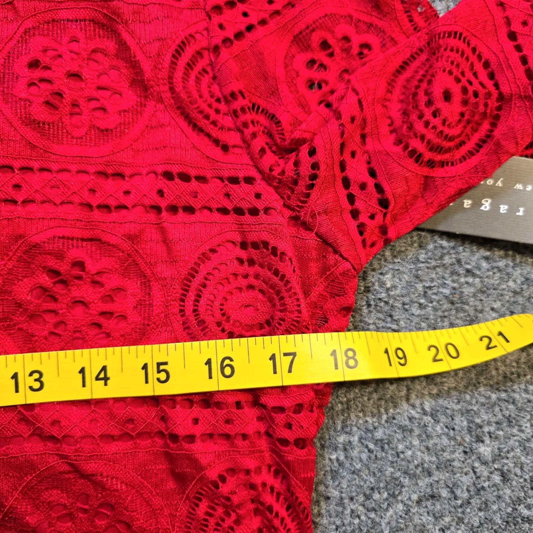 Vintage Sharagano Dress Womens Size 12 Red Lace Stretch Fitted Midi Cocktail Dressy Pencil Sheath Dress Size XL / US 12-14 / IT 48-50 - 6 Thumbnail