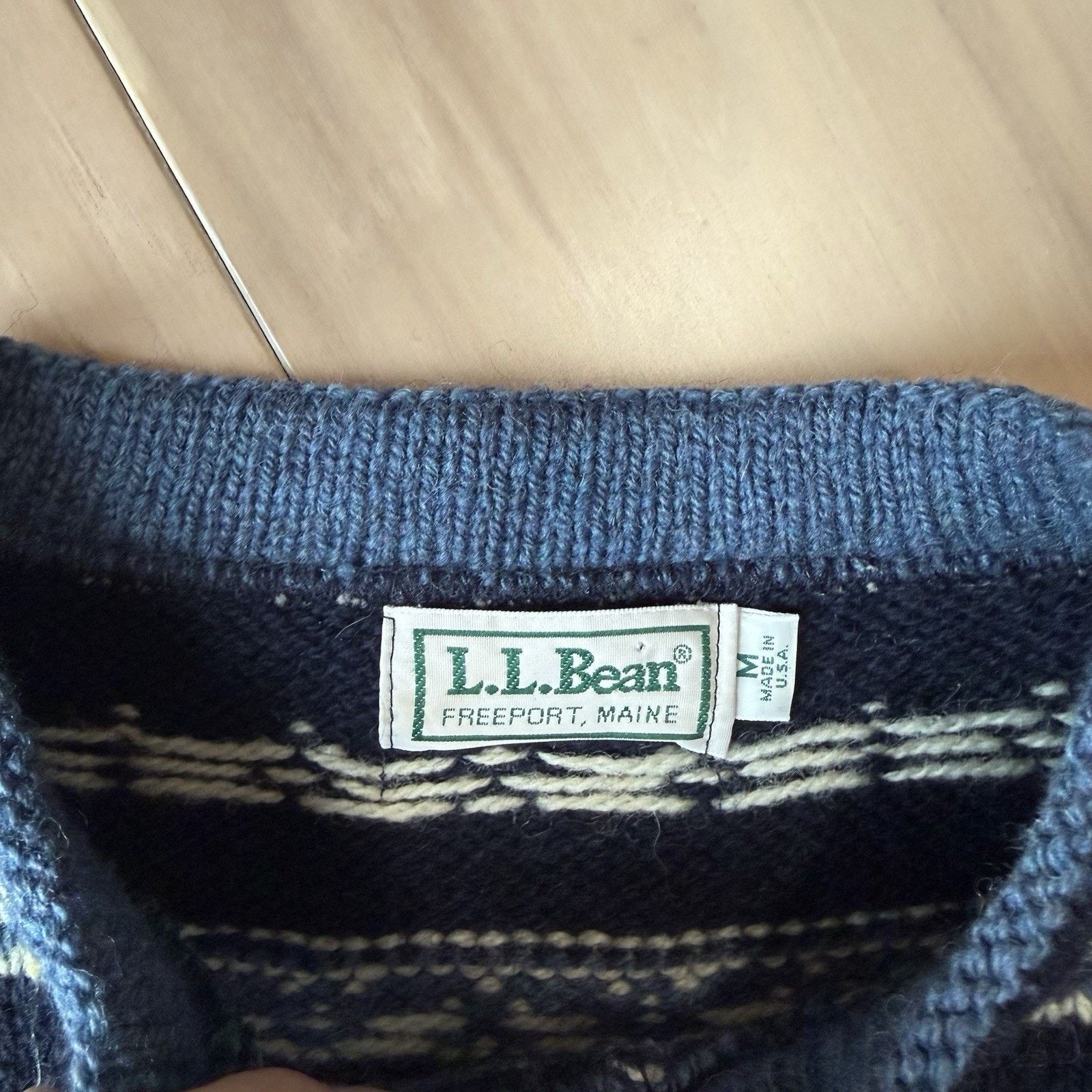 L.L. Bean Vintage LL Bean Nordic Sweater Women's Medium Blue Wool Size M / US 6-8 / IT 42-44 - 7 Thumbnail