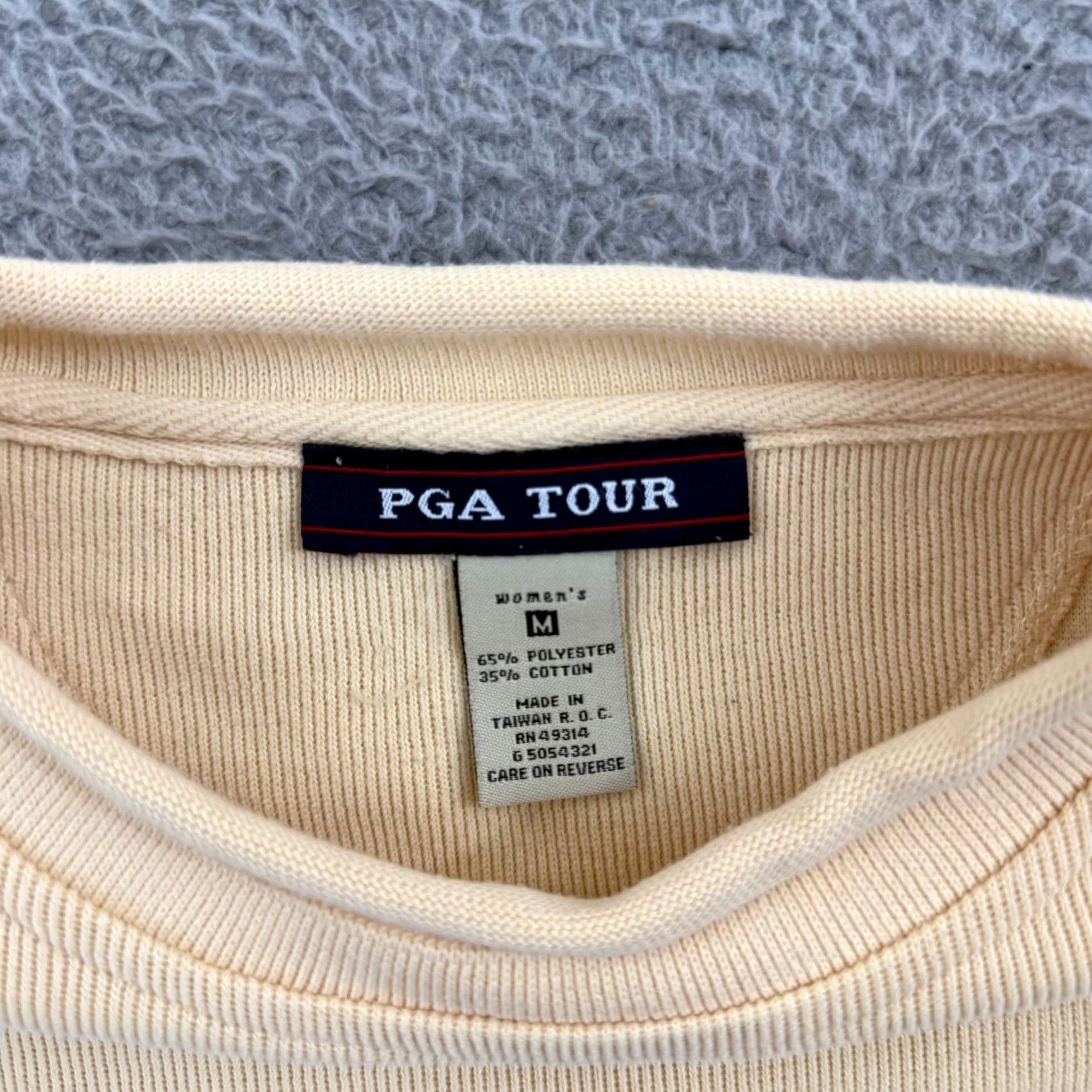 PGA Tour VINTAGE PGA TOUR Sweater Women M Yellow Pullover Casual Long Sleeve Golf Village Size M / US 6-8 / IT 42-44 - 7 Thumbnail