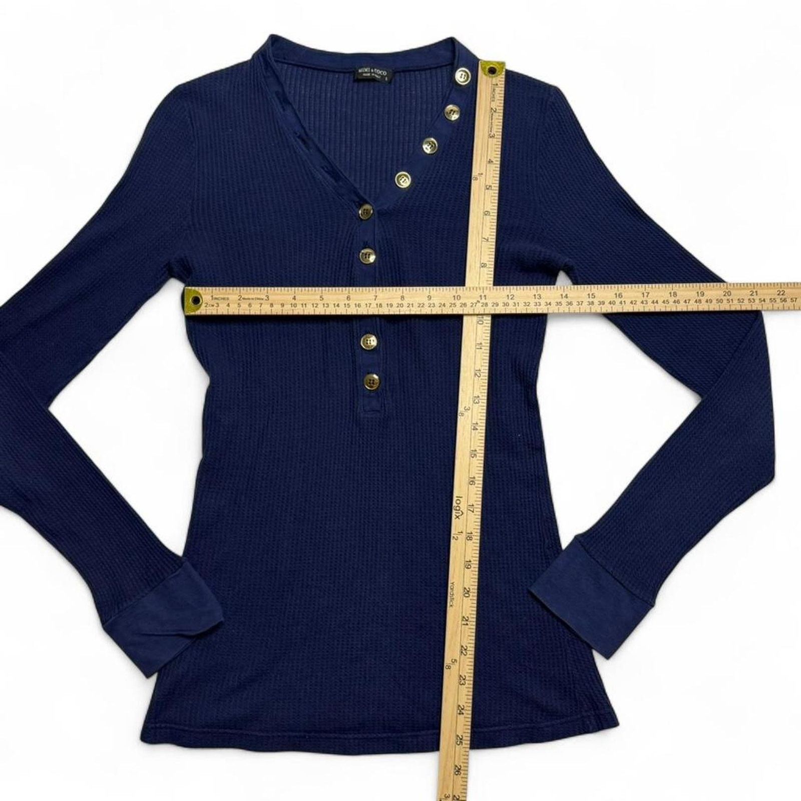Other Mimi & CoCo Luxury Brand Blue Gold Button Henley Size Small Size S / US 4 / IT 40 - 3 Thumbnail
