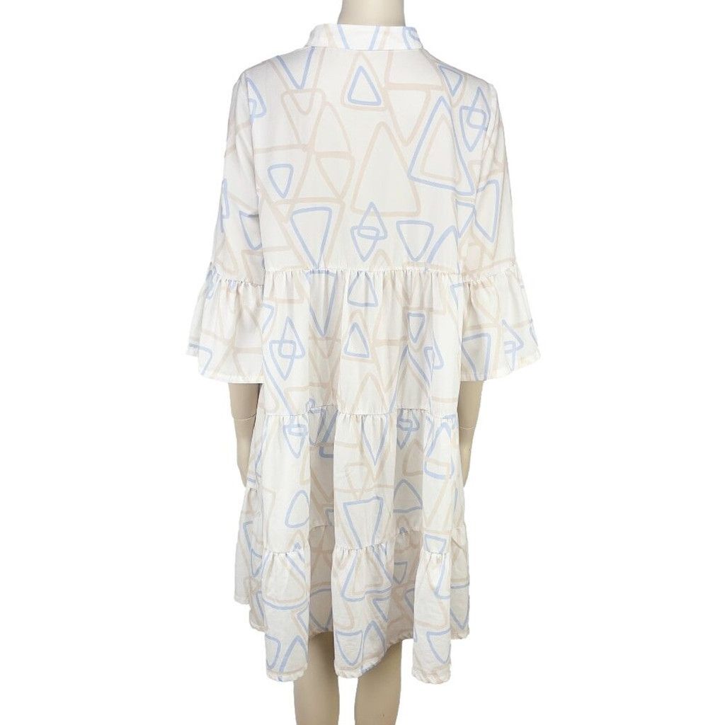 Other UCHUU Designer Mtl Flounce Summer Geometric White Dress 2 Size XS / US 0-2 / IT 36-38 - 4 Thumbnail