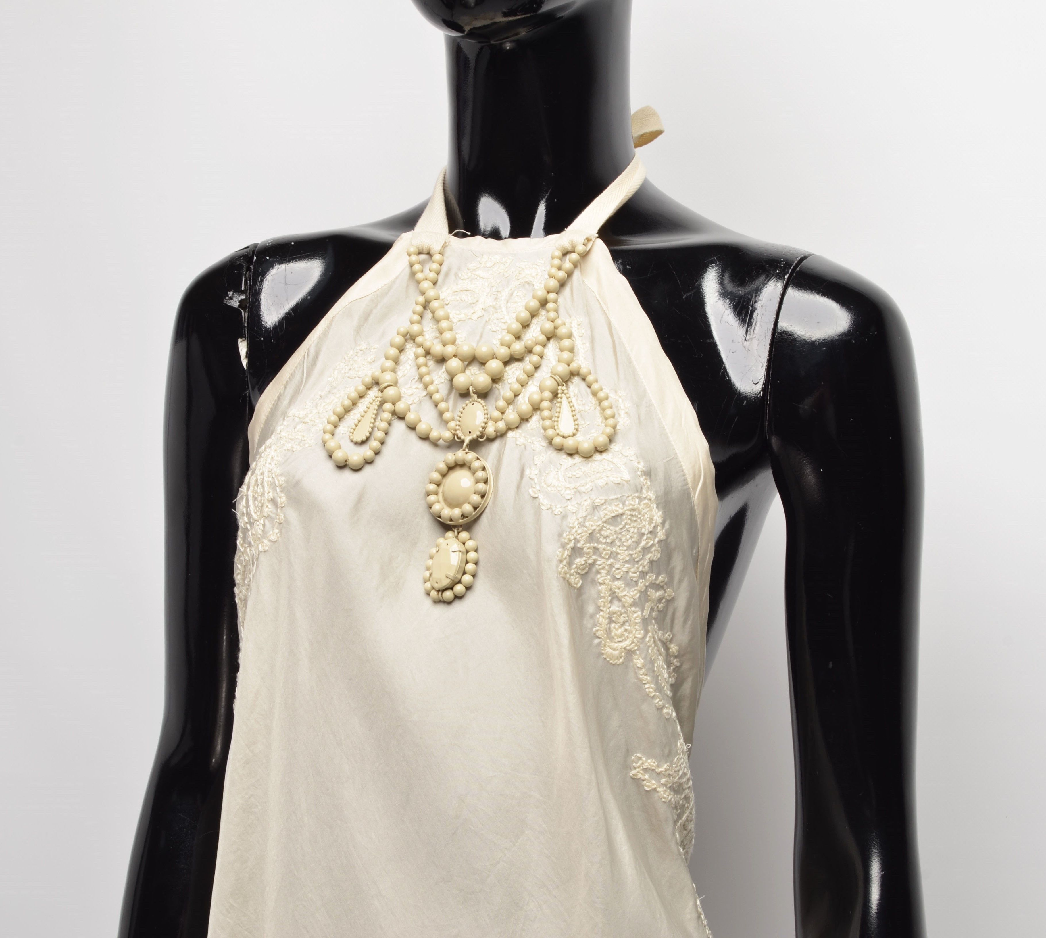 Vintage Coast Y2K Pearl Necklace Silk Bohemian Halter Scarf Top Size M / US 6-8 / IT 42-44 - 2 Thumbnail