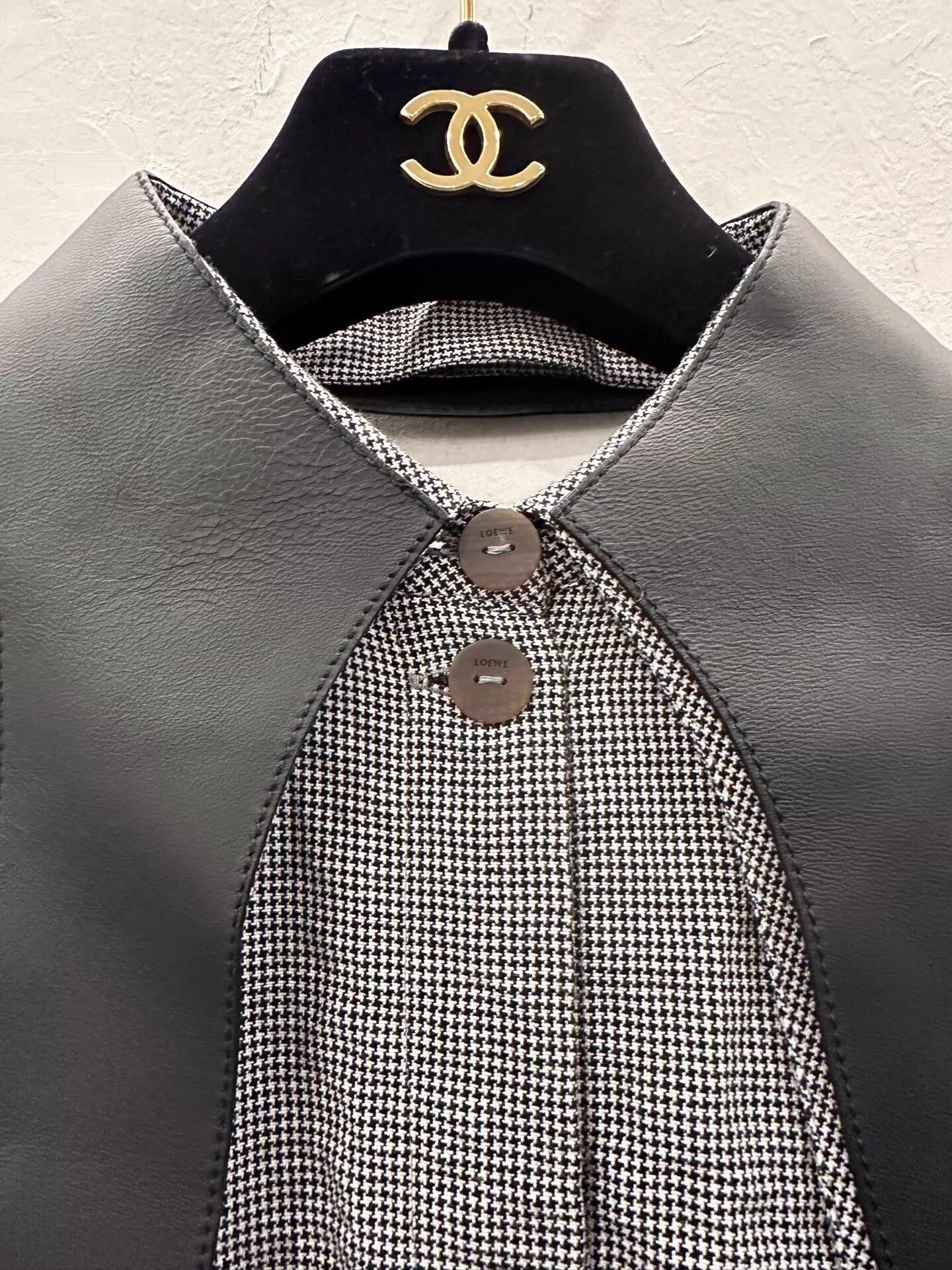 Loewe Loewe Women's Gray Check Shirtdress w/Black Leather Bow Back Size XS / US 0-2 / IT 36-38 - 5 Thumbnail