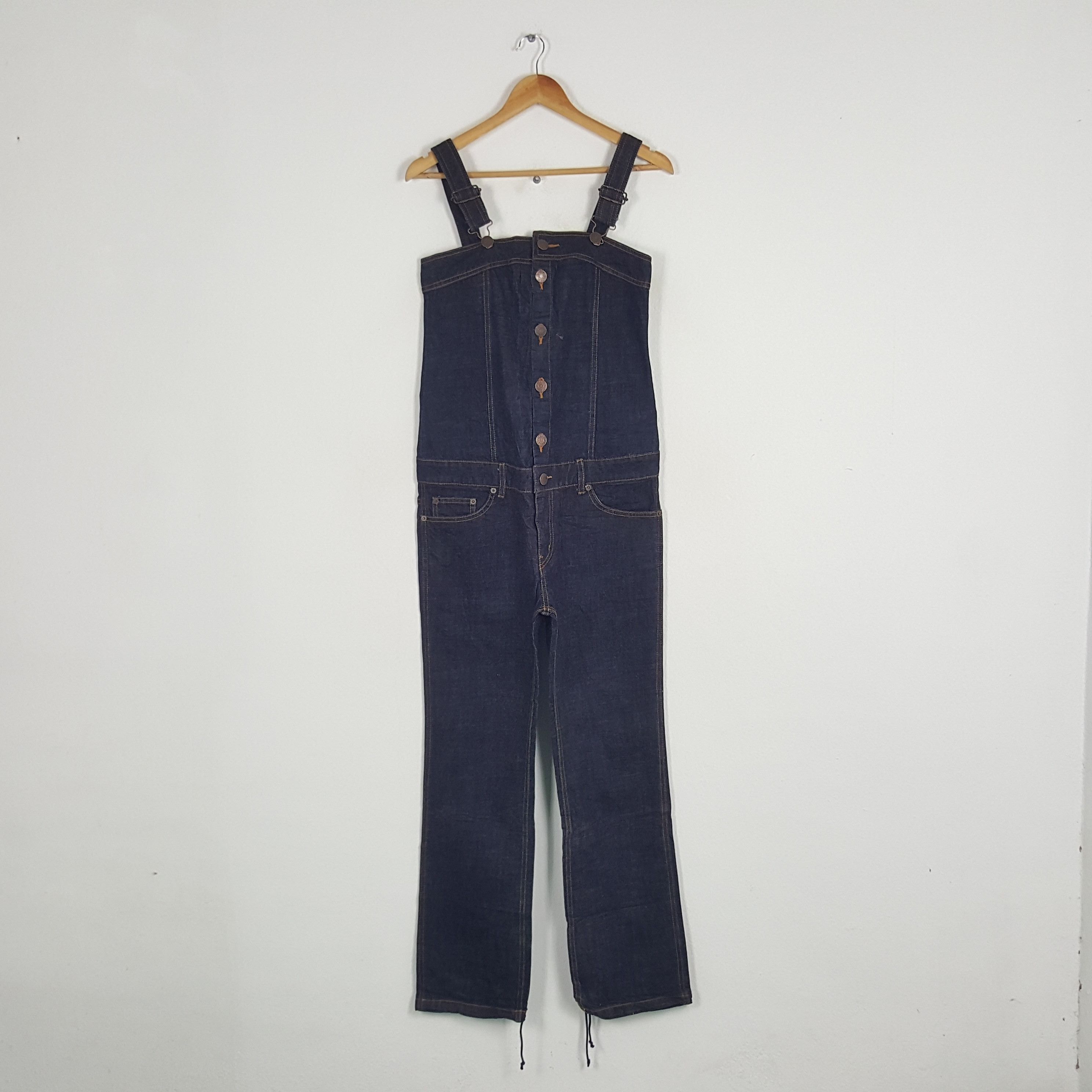 Japanese Brand × Vintage Vintage X-girl Japanese Brand Baggy Overall Denim Jeans Size 35" - 1 Thumbnail