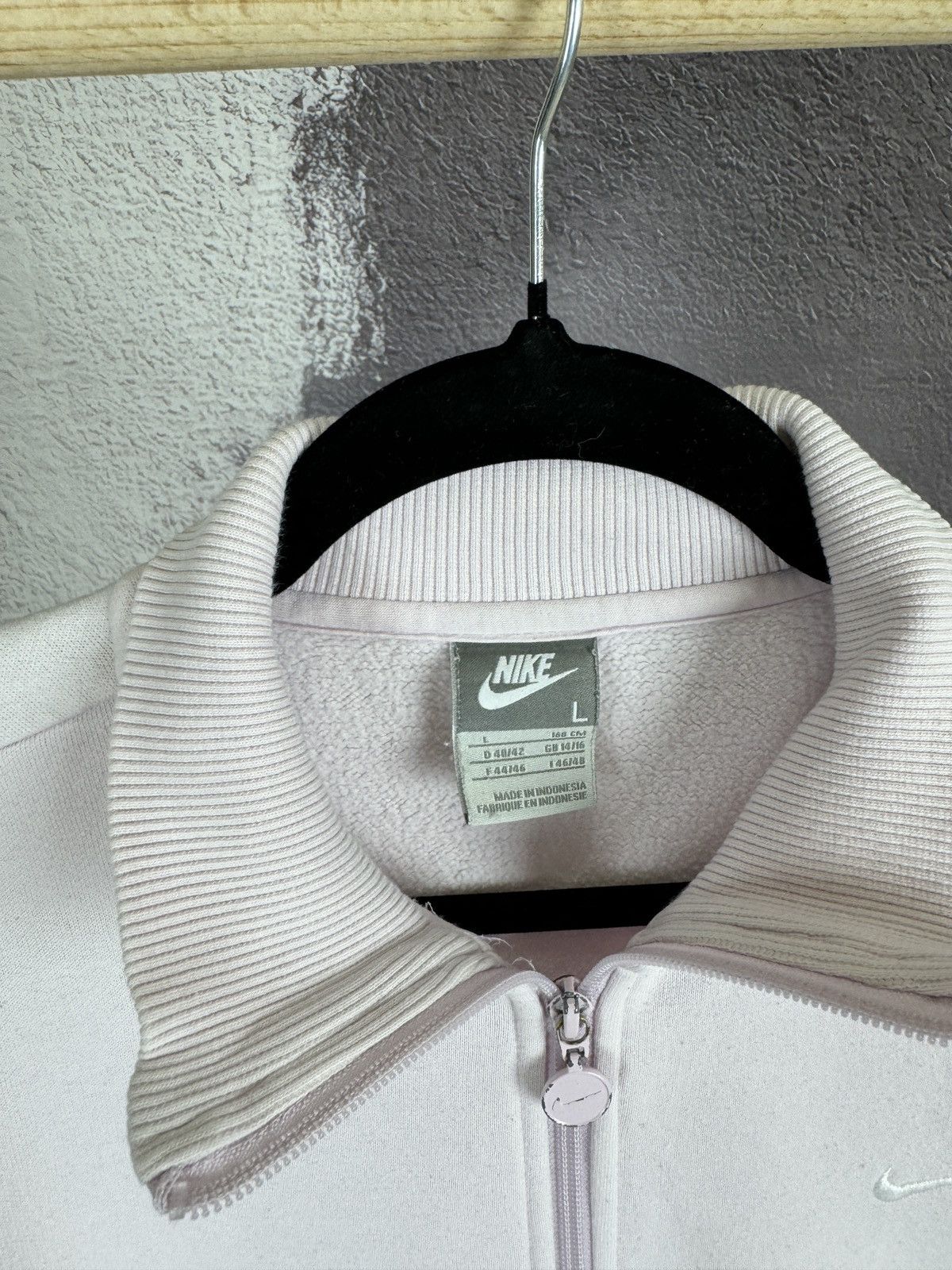 Nike × Vintage Nike vintage y2k light pink full zip pullover sweater swoosh Size L / US 10 / IT 46 - 9 Thumbnail
