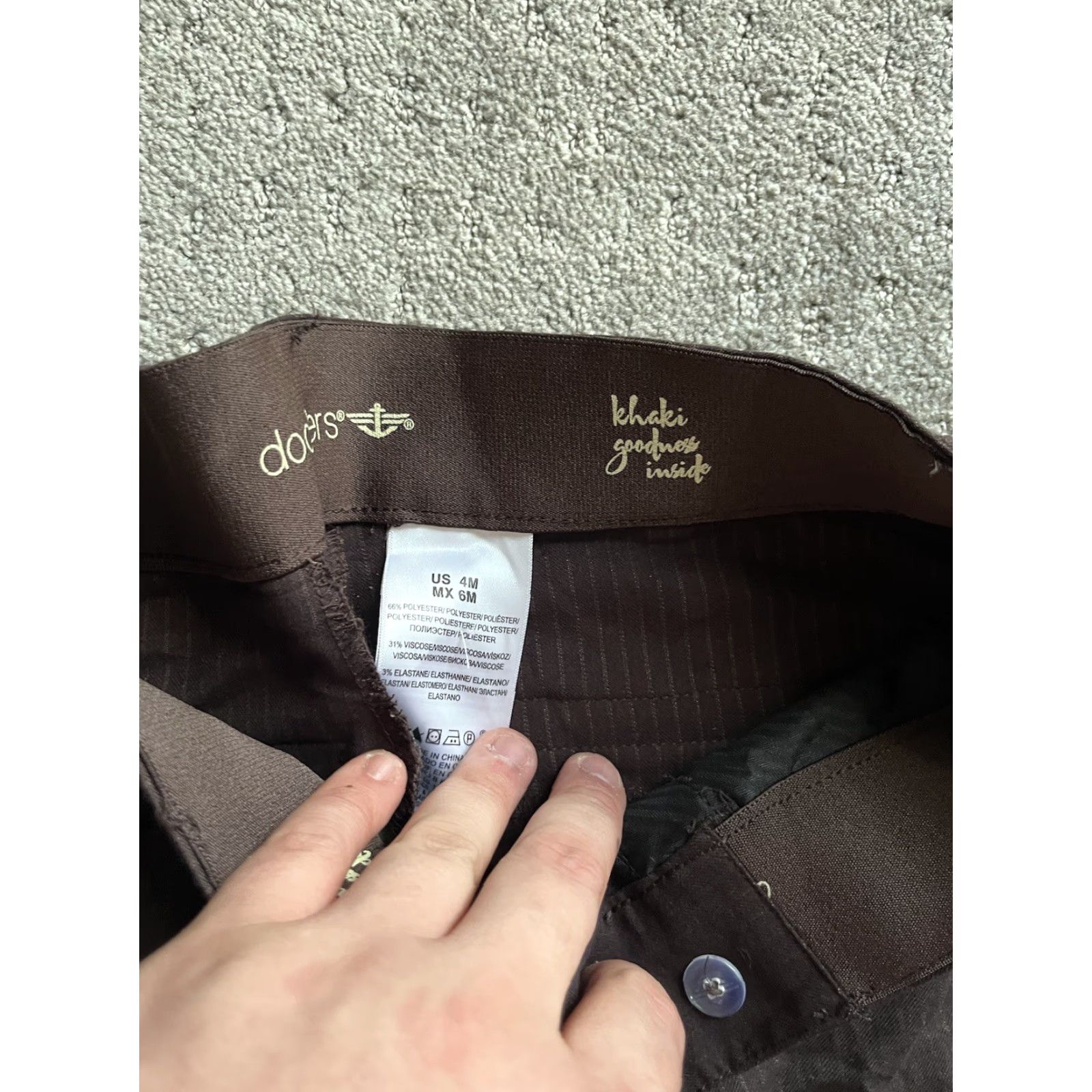 Dockers DOCKERS Pants 4M Brown Pinstripe Khaki Goodness Straight Elastic Waist Womens Size 27" / US 4 / IT 40 - 5 Thumbnail