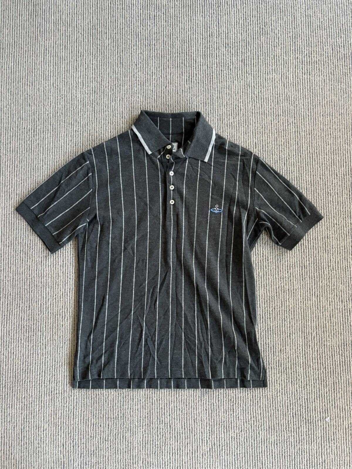 Vivienne Westwood Striped Grey Logo Polo Size US M / EU 48-50 / 2 - 1 Thumbnail