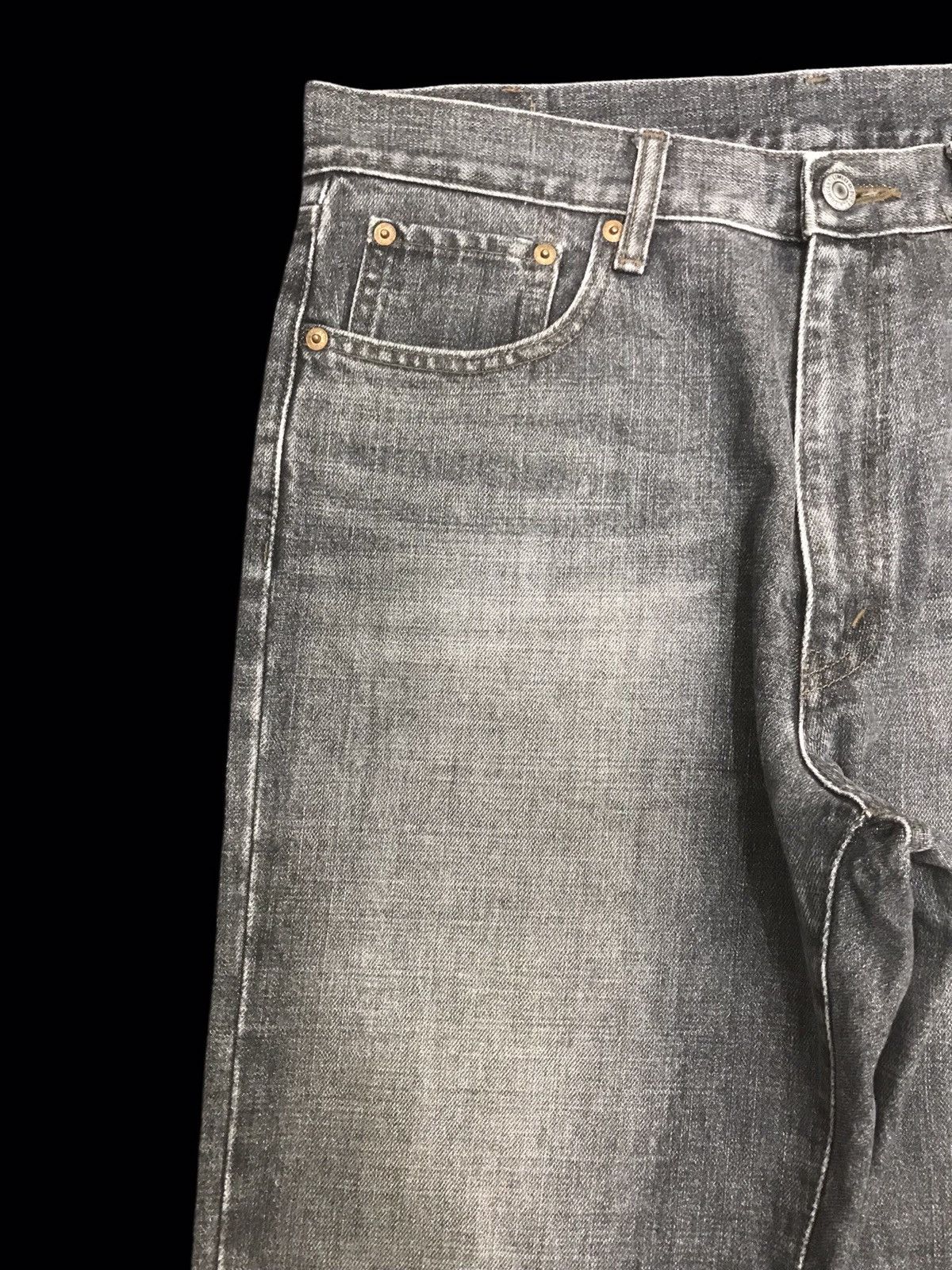 Japanese Brand 💥RELAXED💥BOBSON CHESSKING RELAXED BLACK WASH DENIM F429 Size US 33 - 4 Thumbnail