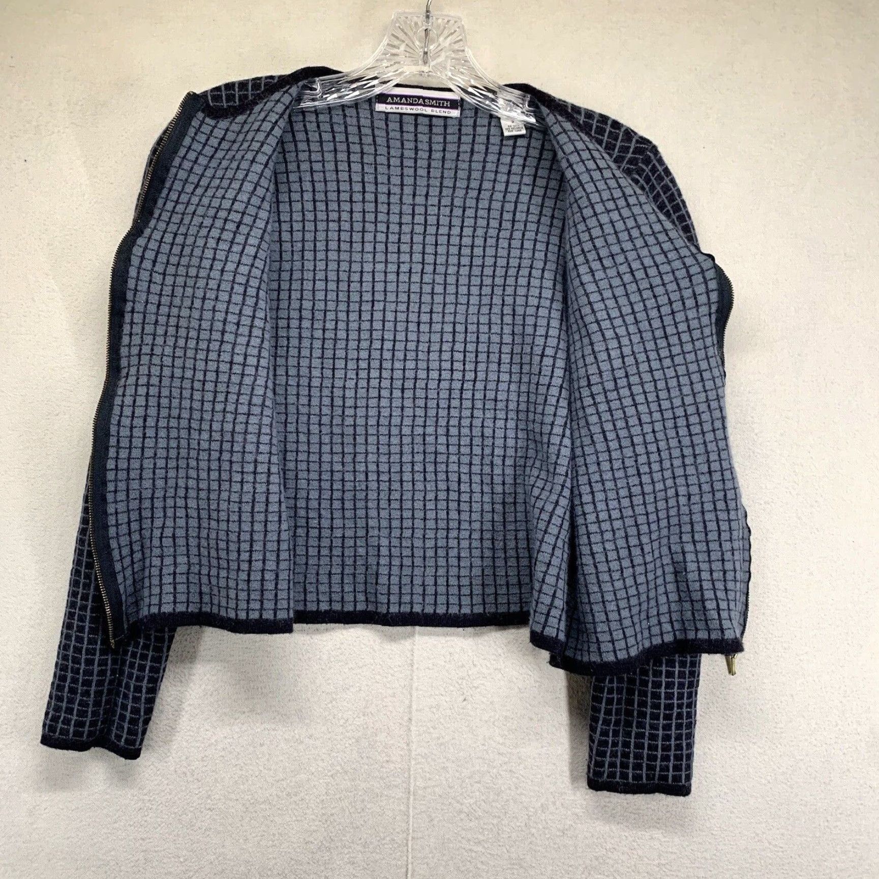 Vintage VINTAGE Amanda Smith Sweater Full Zip Jumper Argyle Blue Squares 80s 90s Preppy Slim XS Womens Dress Knit Wool-Acrylic Size XS / US 0-2 / IT 36-38 - 2 Thumbnail