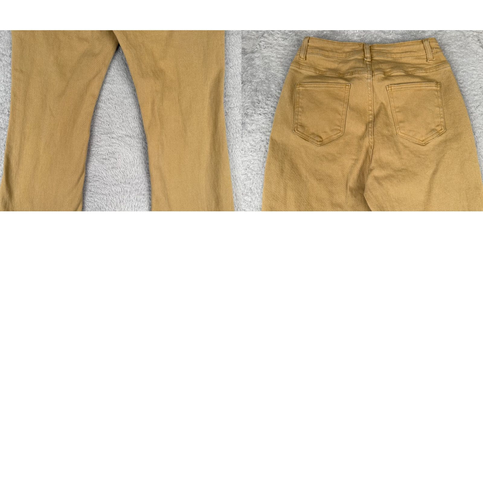 Lands' End VINTAGE Jeans Womens 25 Beige Butterscotch Flared High Rise Cotton Blend Raw Hem 25x28 Lands' End Denim 5-Pocket Womens Jeans Size 42" / US 20 - 10 Thumbnail