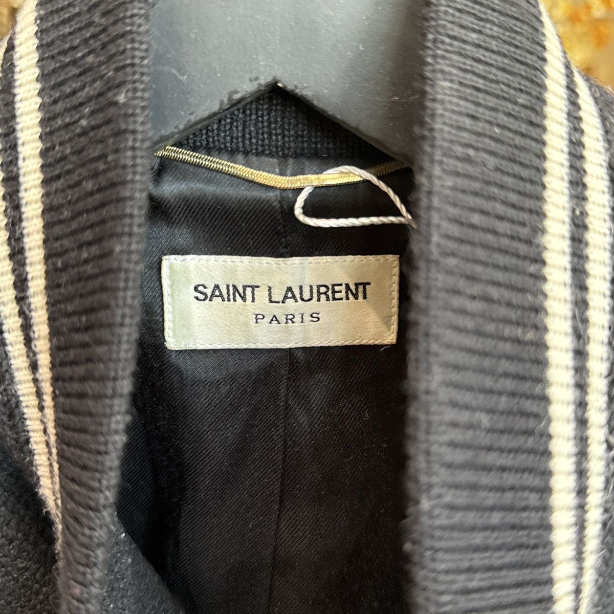 Saint Laurent Paris Saint Laurent Teddy Jacket in Wool Black and White Size S / US 4 / IT 40 - 3 Thumbnail