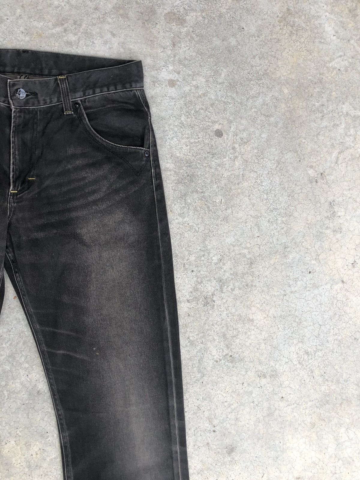 If Six Was Nine Japanese Lee Flared Jeans Distressed Suede Size US 31 - 5 Thumbnail