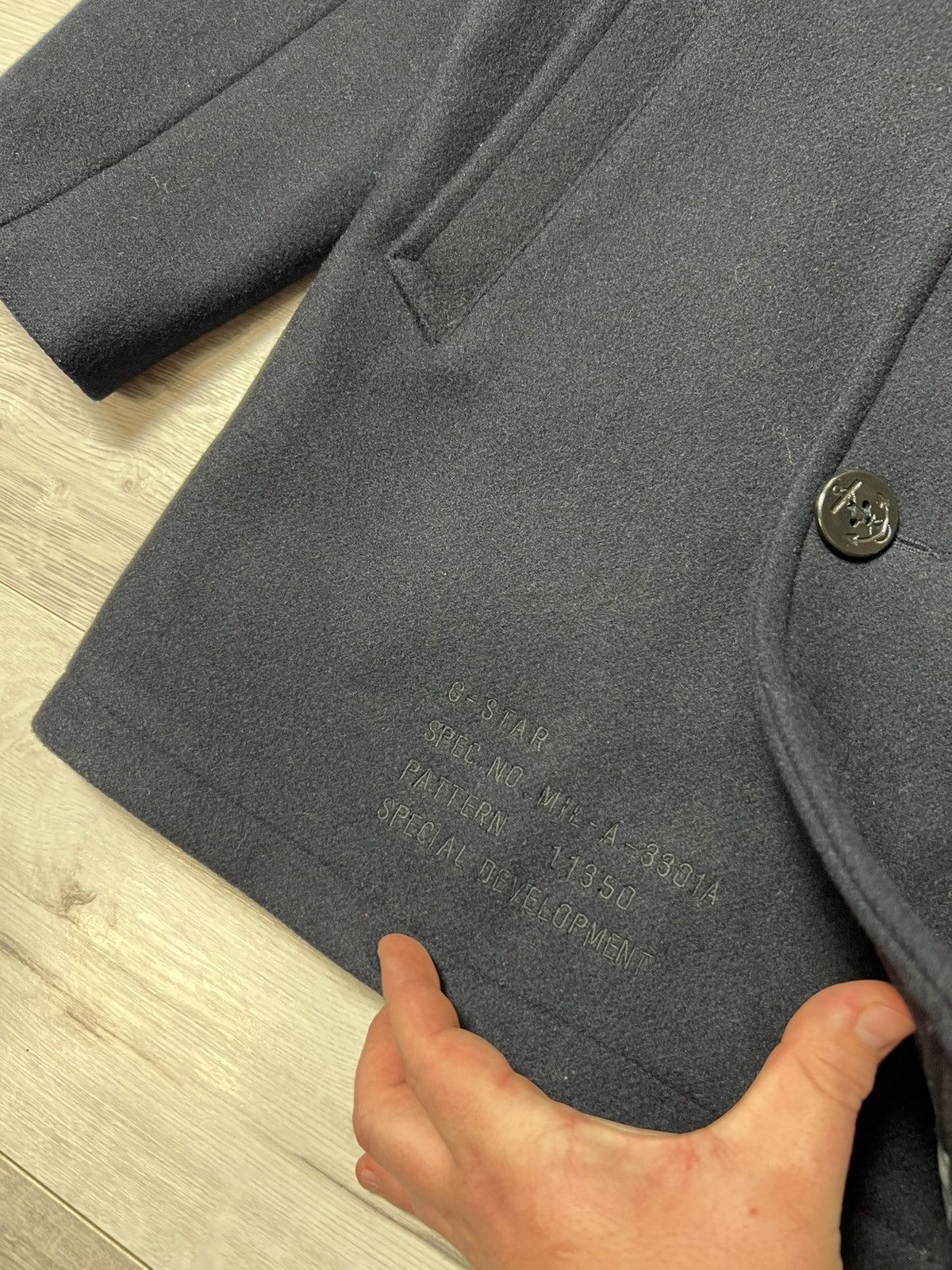 G-Star Rare G-Star RAW Wool Double Breasted Pea Coat Anchor Buttons Size US L / EU 52-54 / 3 - 7 Thumbnail