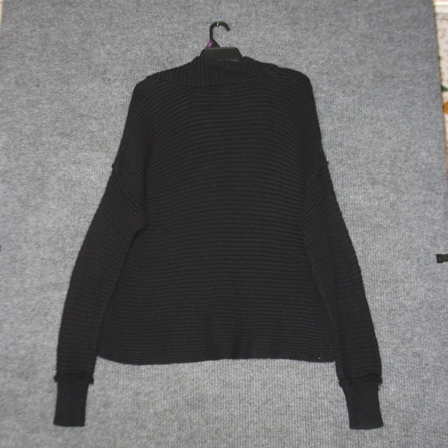Free People Free People Pullover Sweater Womens L Black Ribbed Deep V Neck Slouchy Cotton Size L / US 10 / IT 46 - 4 Thumbnail