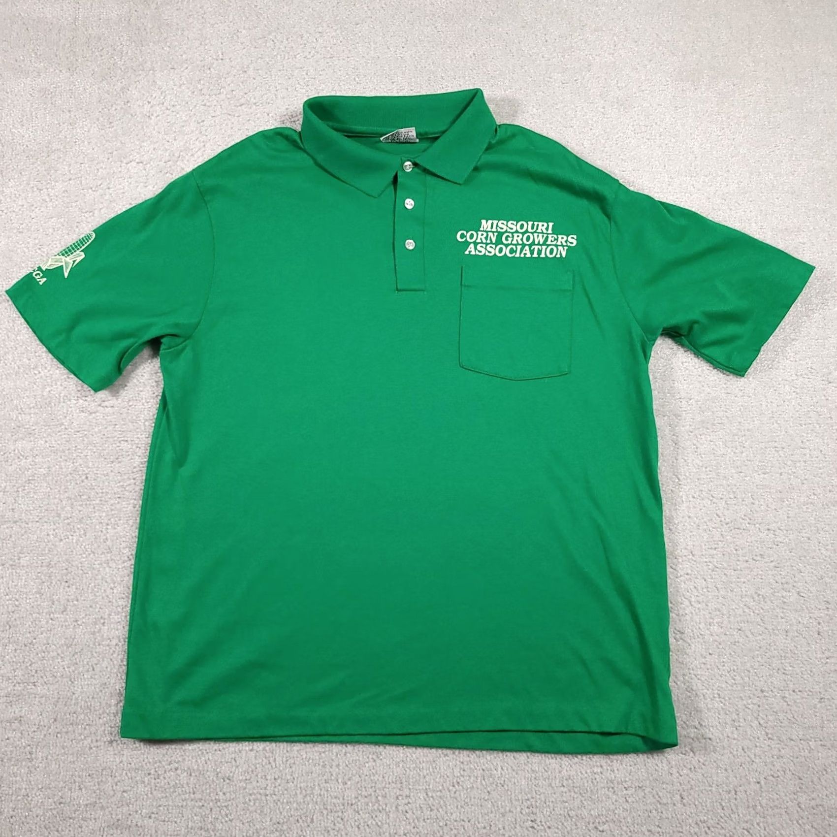 Vintage VINTAGE Polo Shirt Mens L Green Missouri Corn Growers Century Place Polo Shirt Rugby Shirt 1980s Short Sleeve Cotton Size US L / EU 52-54 / 3 - 2 Thumbnail