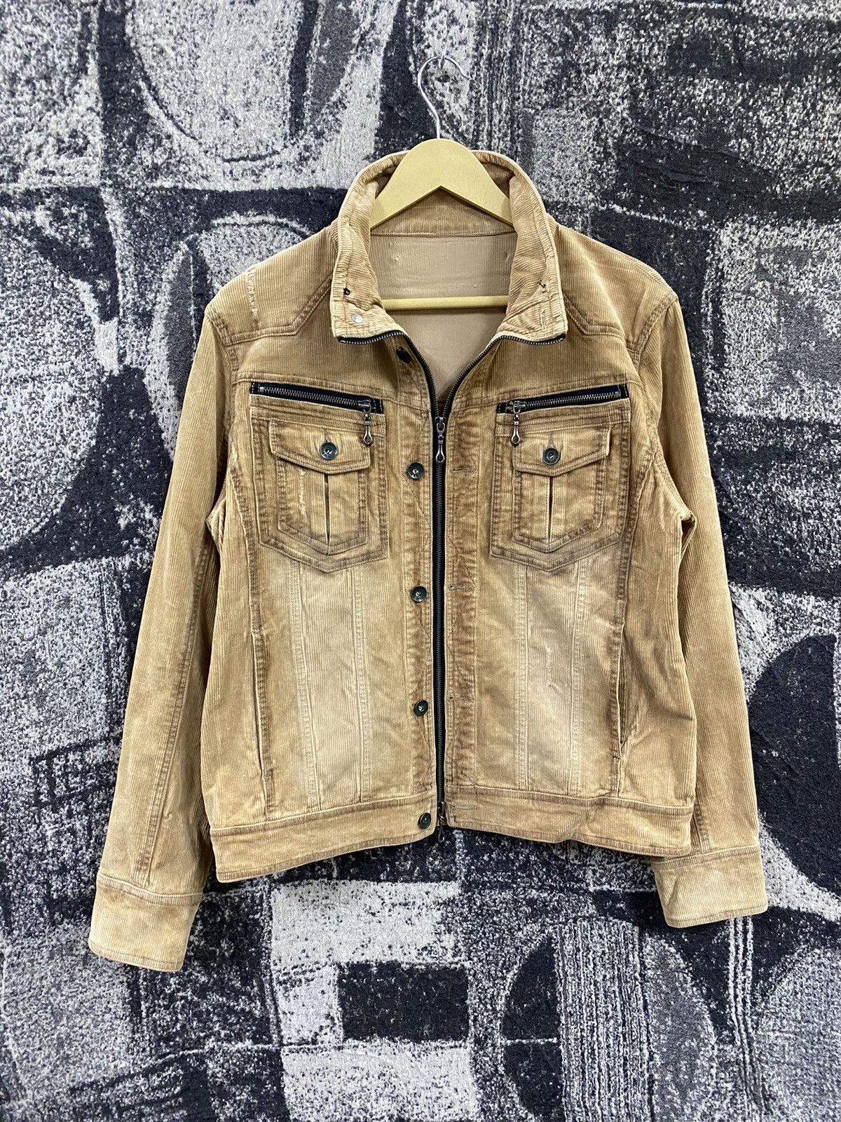 Japanese Brand Distressed Semantic Design Punk Corduroy Jacket Size US M / EU 48-50 / 2 - 1 Thumbnail