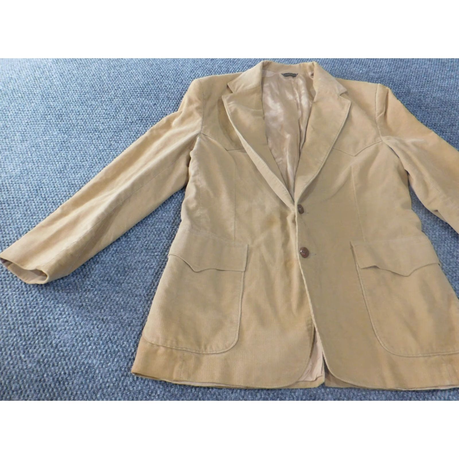 Levi's VINTAGE Levis Blazer Corduroy Brown 42 Mens Sports Coat Jacket Coat Single-Breasted Two-Button Peak Lapel Size 42R - 3 Thumbnail