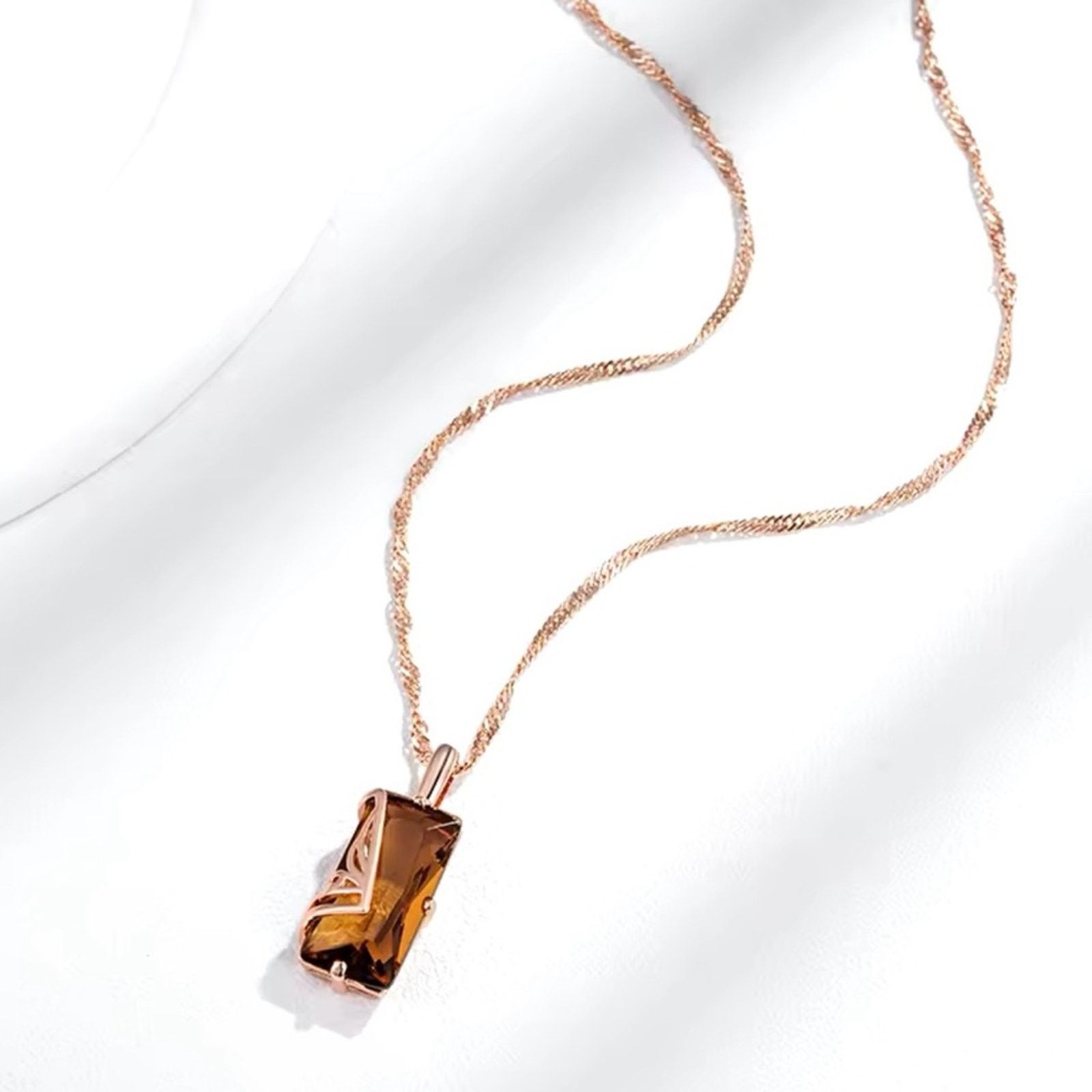 Other Light Brown Zircon Pendant Necklace Women Square 585 Rose Size ONE SIZE - 7 Thumbnail