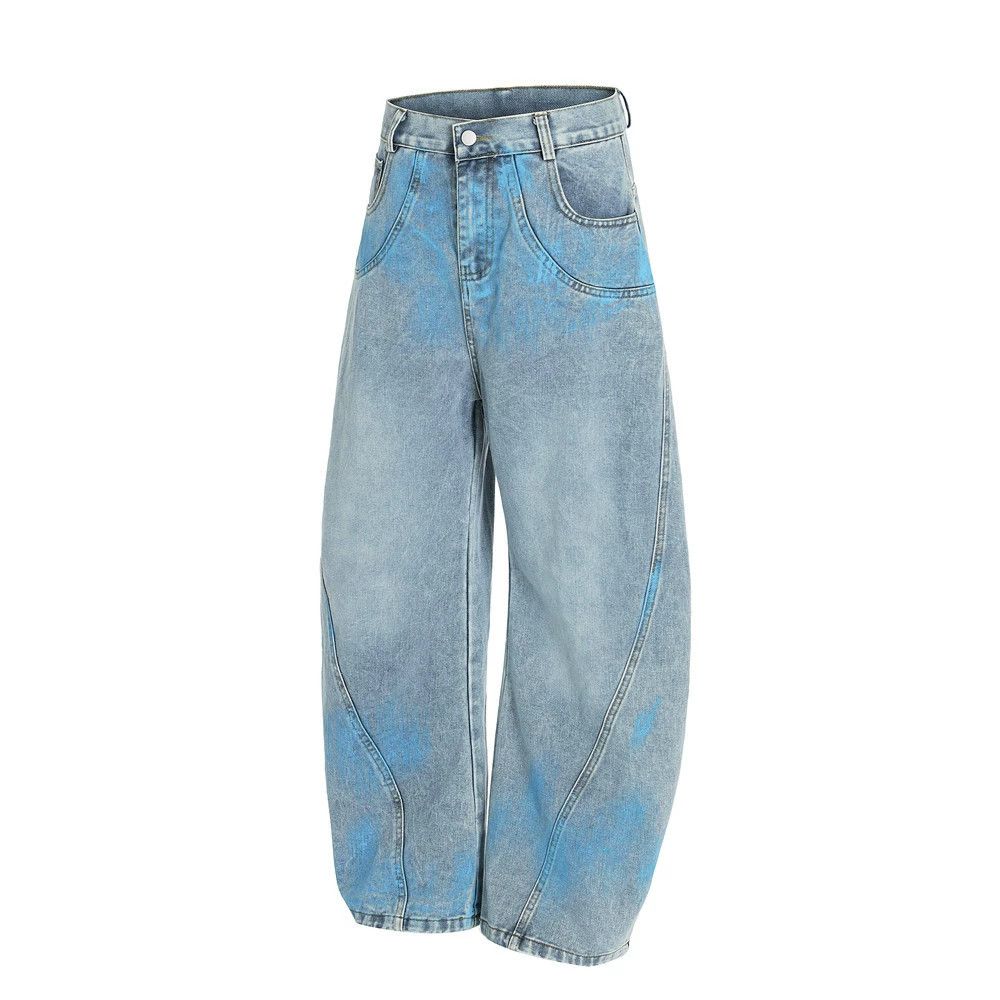 Vintage Men's distressed loose wide-leg ink-washed scimitar jeans Size US 32 / EU 48 - 2 Thumbnail