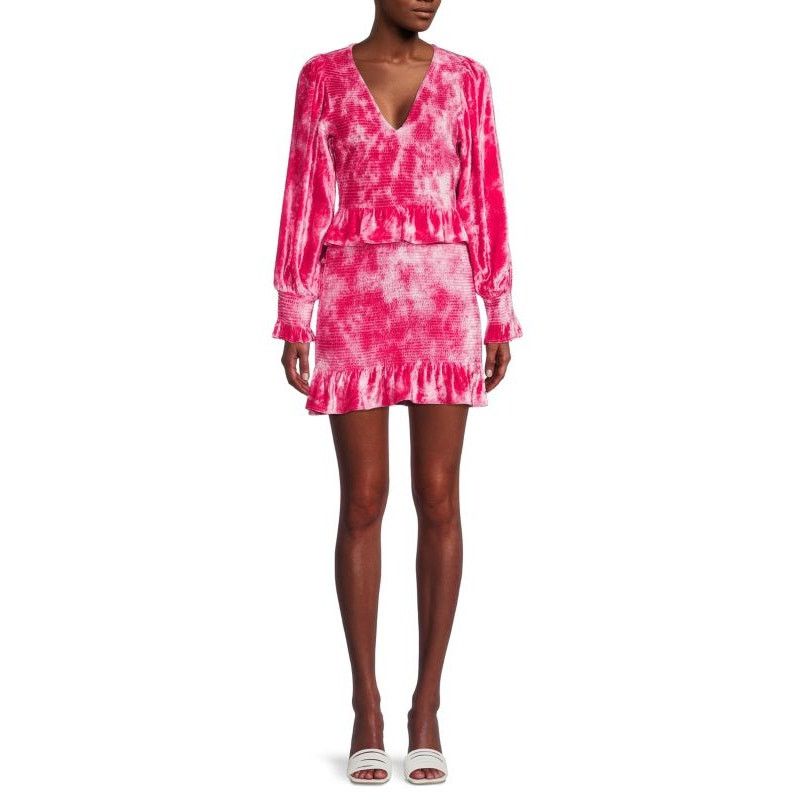 LoveShackFancy LoveShackFancy Evan Pink Tie Dye Velvet Mini Dress Medium Size M / US 6-8 / IT 42-44 - 1 Thumbnail