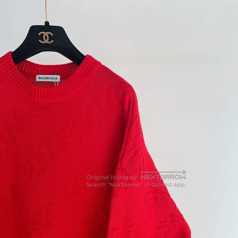 Balenciaga Balenciaga Red Knit Logo Top Size US XS / EU 42 / 0 - 3 Thumbnail