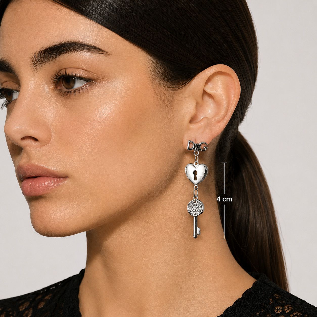 Dolce & Gabbana Dolce & Gabbana Lock & Key Heart Drop Earrings Size ONE SIZE - 2 Thumbnail