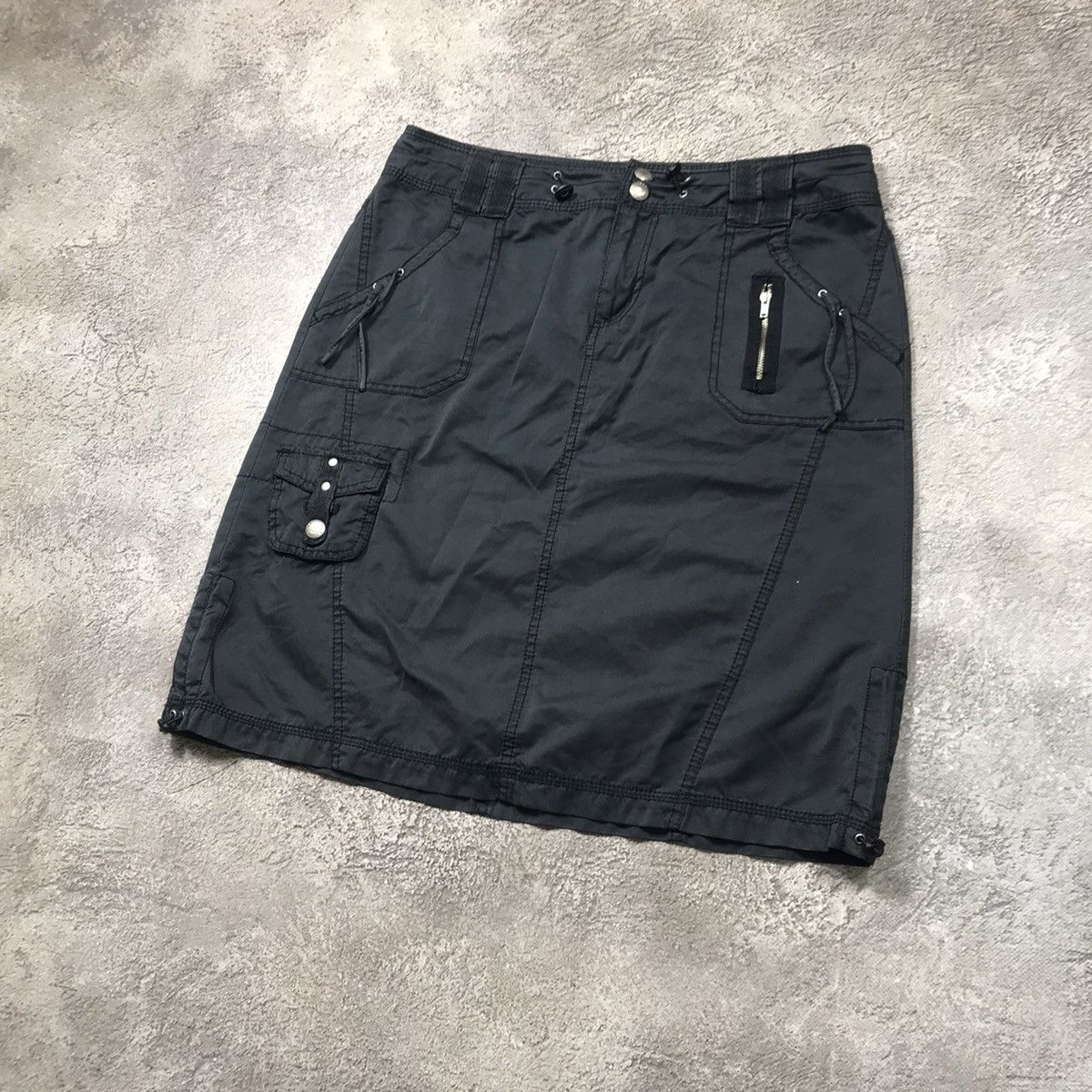 Vintage Y2K Cargo Midi Skirt Baggy Streetwear Techwear Black Logo 32 Size 32" / US 10 / IT 46 - 3 Thumbnail