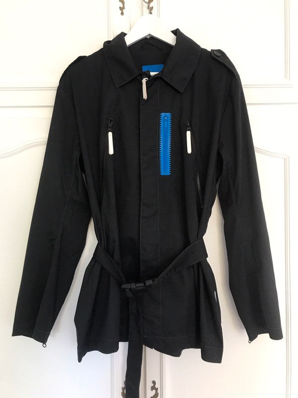 Adidas Adidas Men's Black Full Zip Trench Coat Sports Wear Size US M / EU 48-50 / 2 - 2 Thumbnail